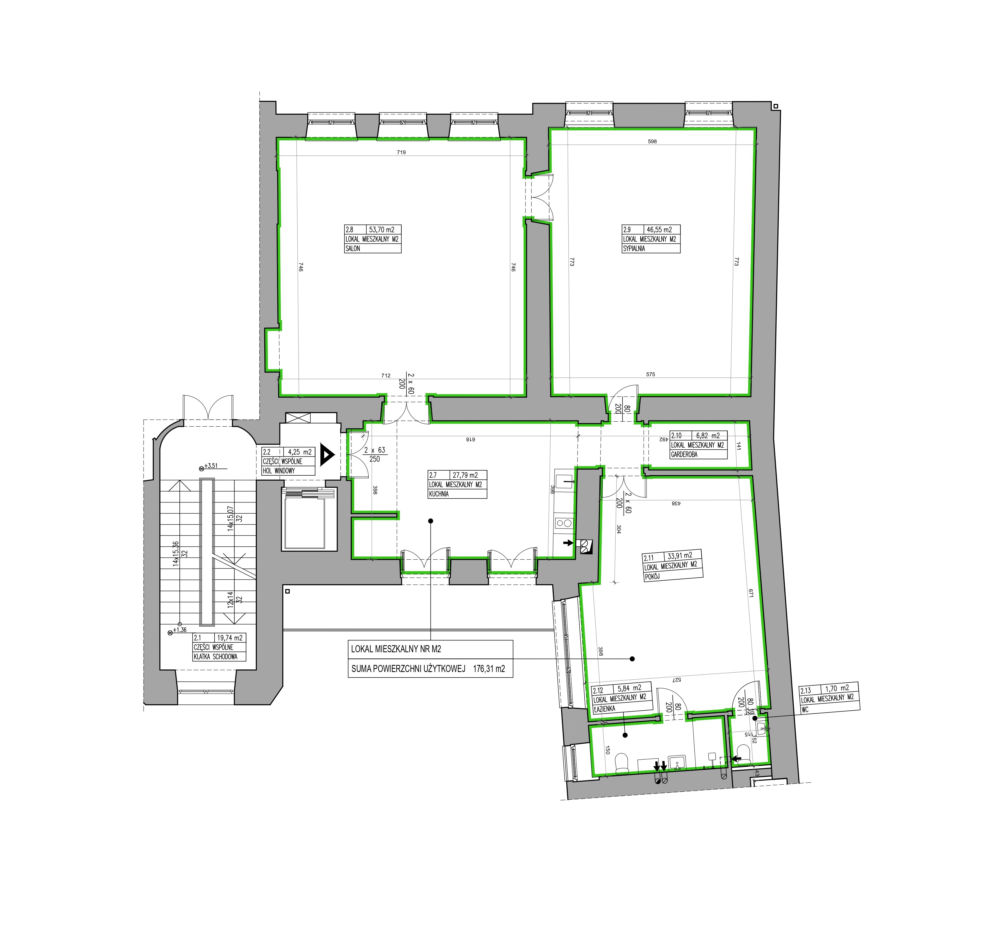 Репрезентативне приміщення | 176 м² | відреставрований багатоквартирний будинок | Крупніча - plan