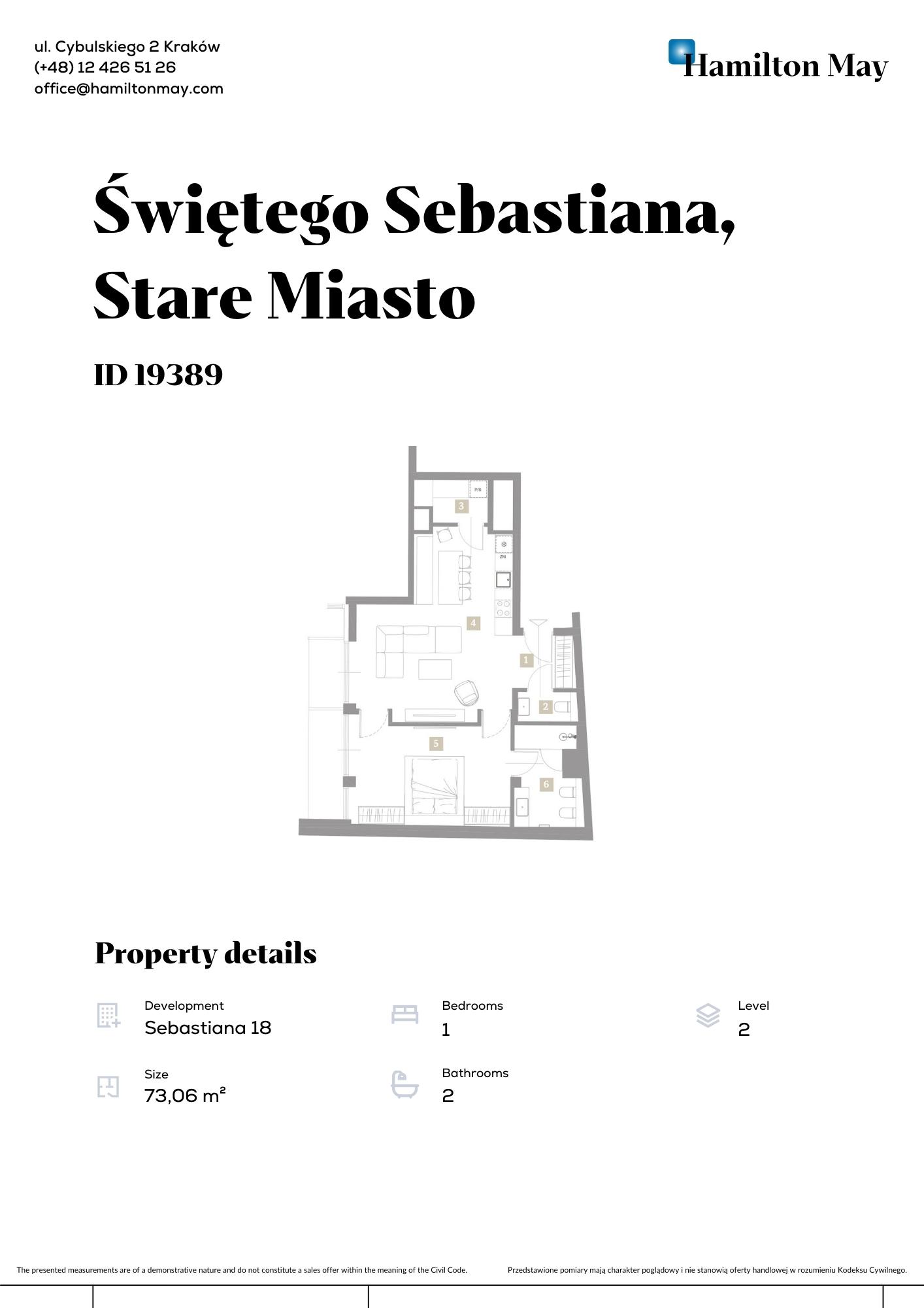 Przestronne mieszkanie z antresolą w prestiżowej inwestycji na ul. Św. Sebastiana 18 - plan