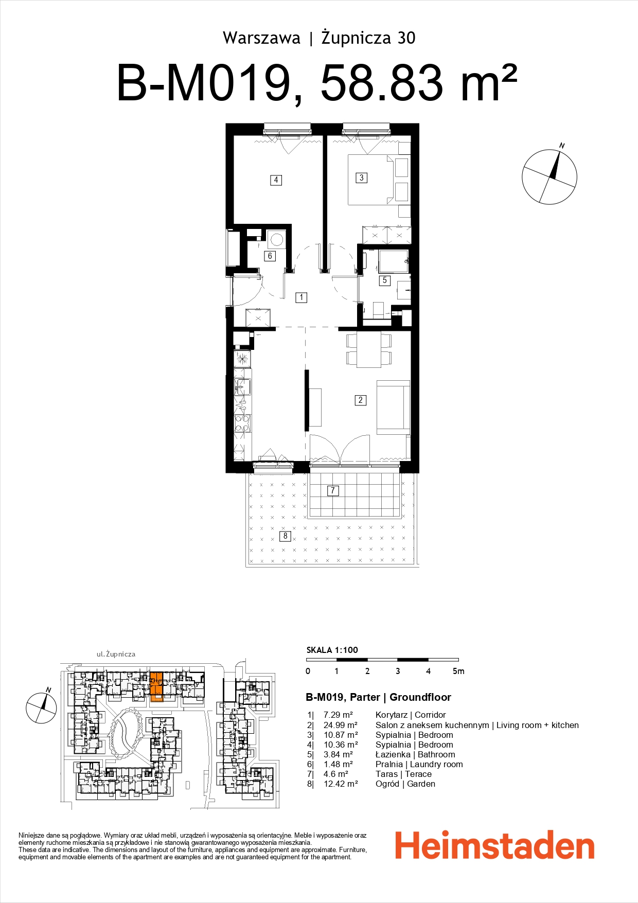 3-pokojowe mieszkanie | ogródek I Praga-Południe - plan