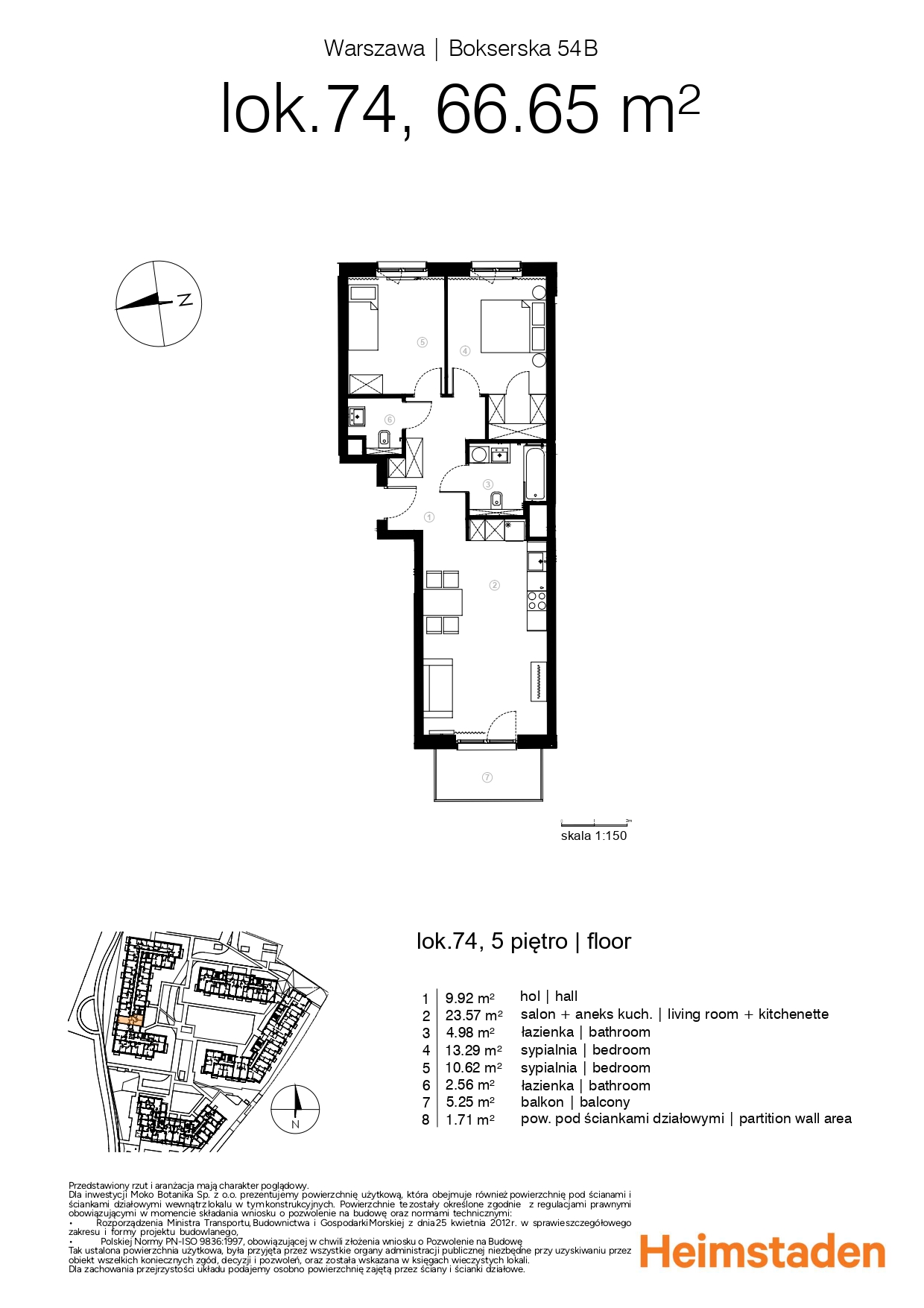 Trzy pokoje | 66.65 m2 | loggia | Moko Botanika - plan