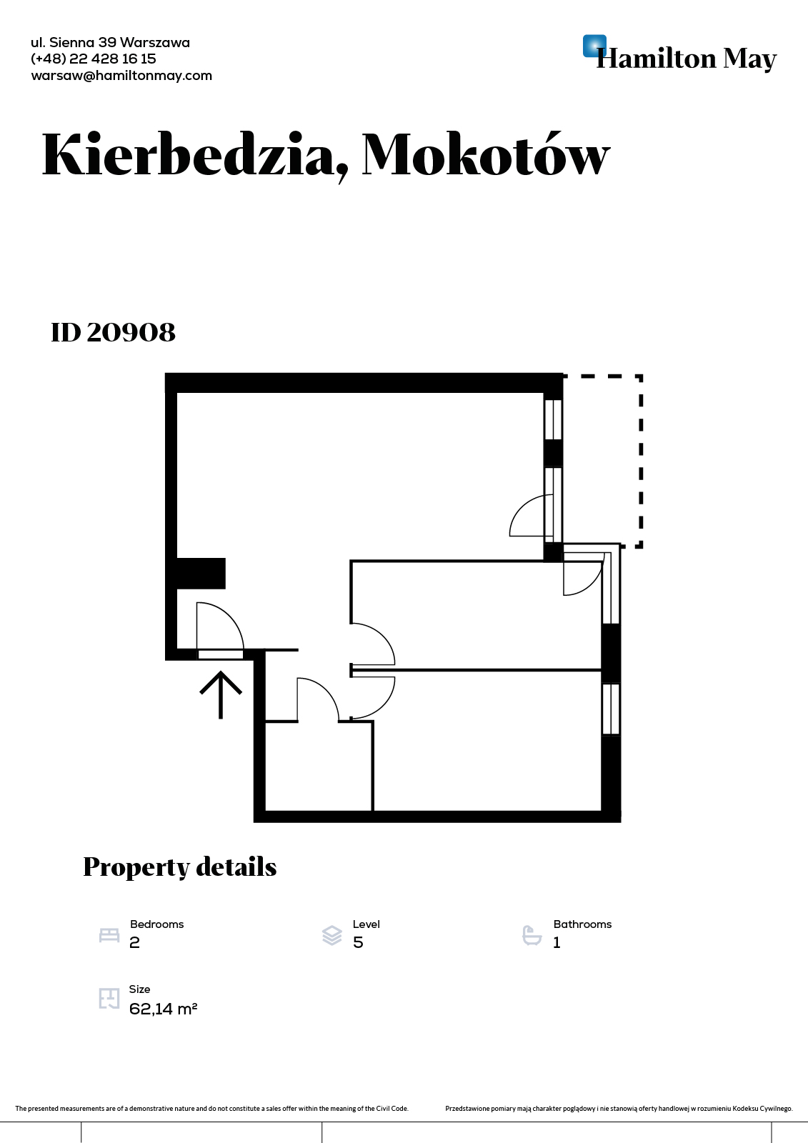 3 pokoje Mokotów blisko Łazienek - plan