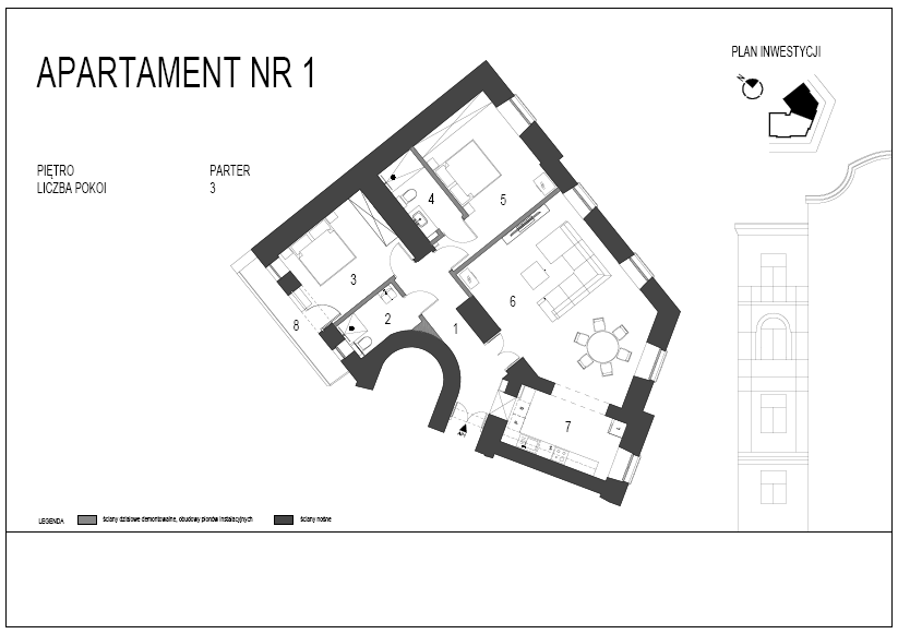 Apartment in a new, prestigious investment in the Old Town - developer standard - plan