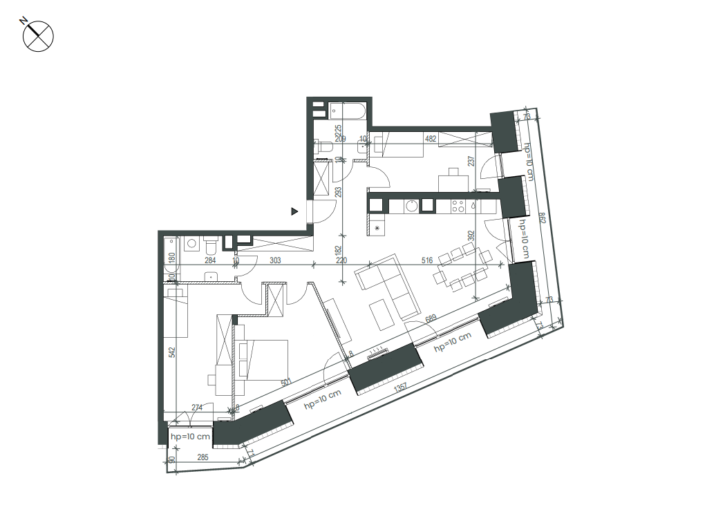 Przestronny czteropokojowy apartament z imponującym balkonem 27 m² i widokiem na park - plan