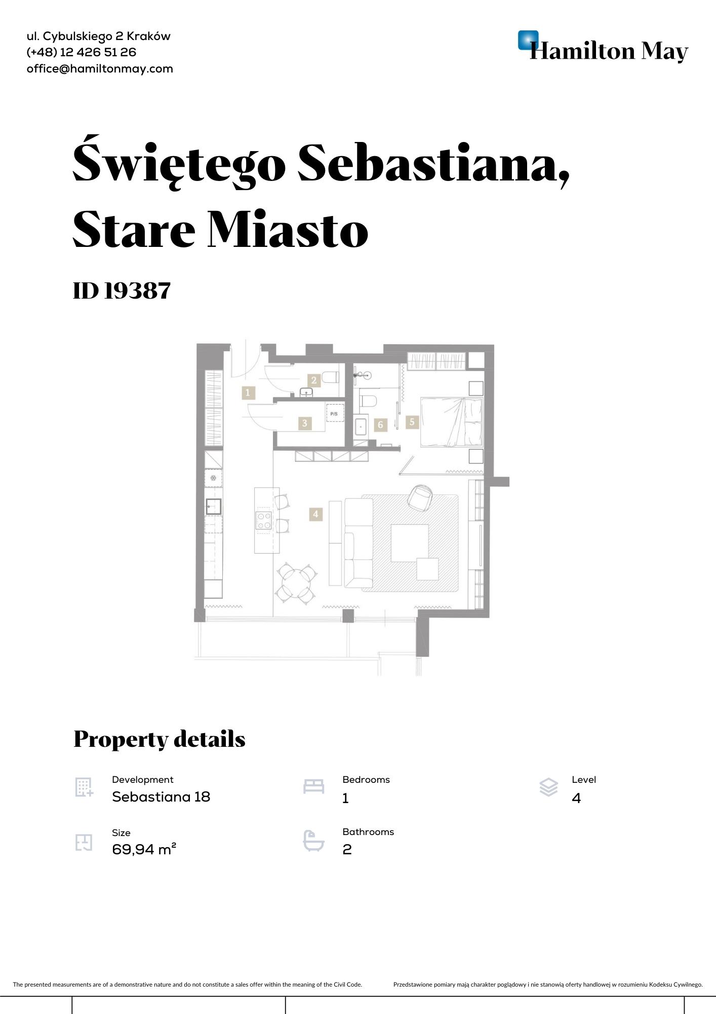 Apartment in a prestigious investment at Św. Sebastiana 18 - plan