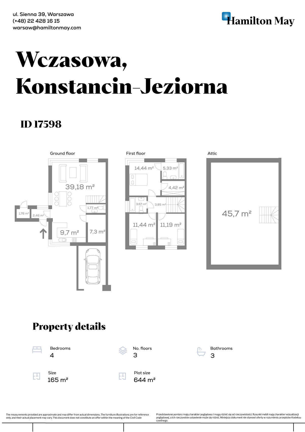 City: Konstancin-Jeziorna Street: Wczasowa Region: Klarysew Distance to centre: 15.1 km Price: 14900 PLN Bedrooms: 4 Bathrooms: 3 Plot size: 644m2 Price/m2: 90 PLN - plan