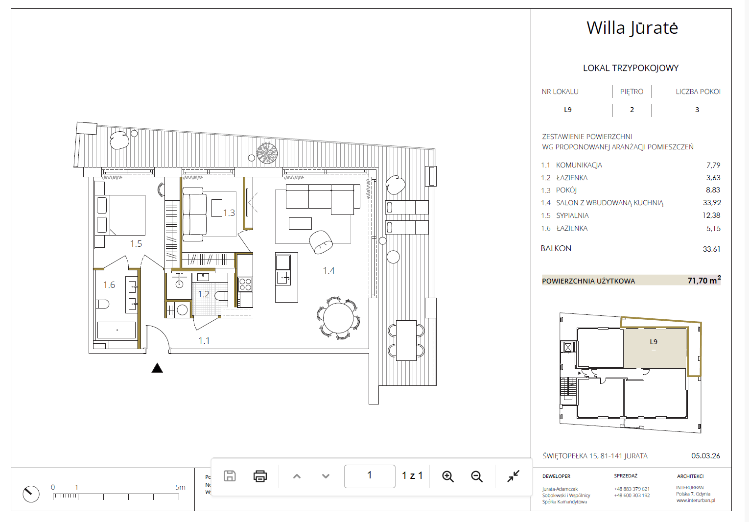 3-кімнатна квартира з великим балконом у престижному житловому комплексі Villa Jūratė в Юраті - plan