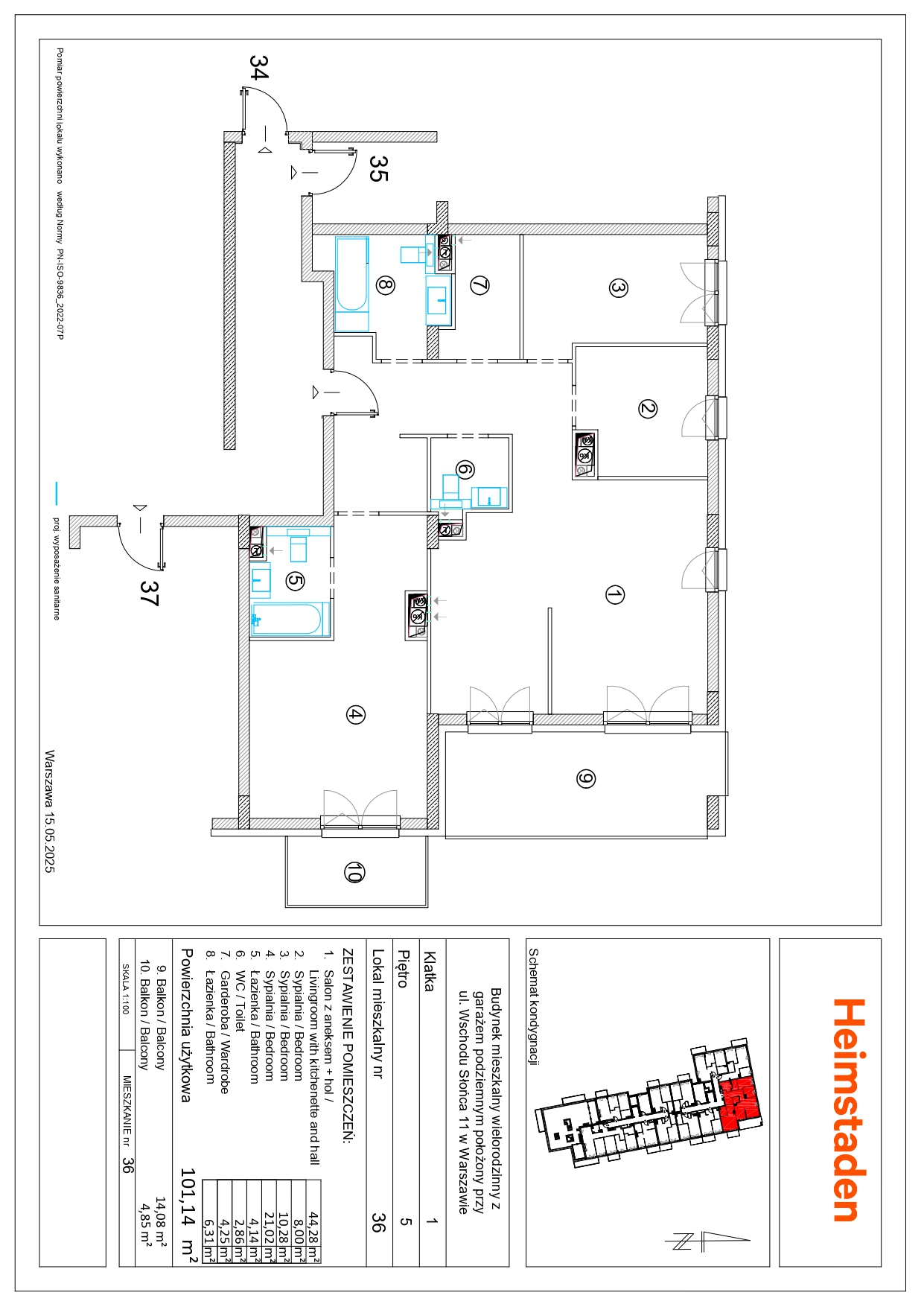 4 rooms | 101.14m2 | Wardrobe | Quick connection to the center - plan