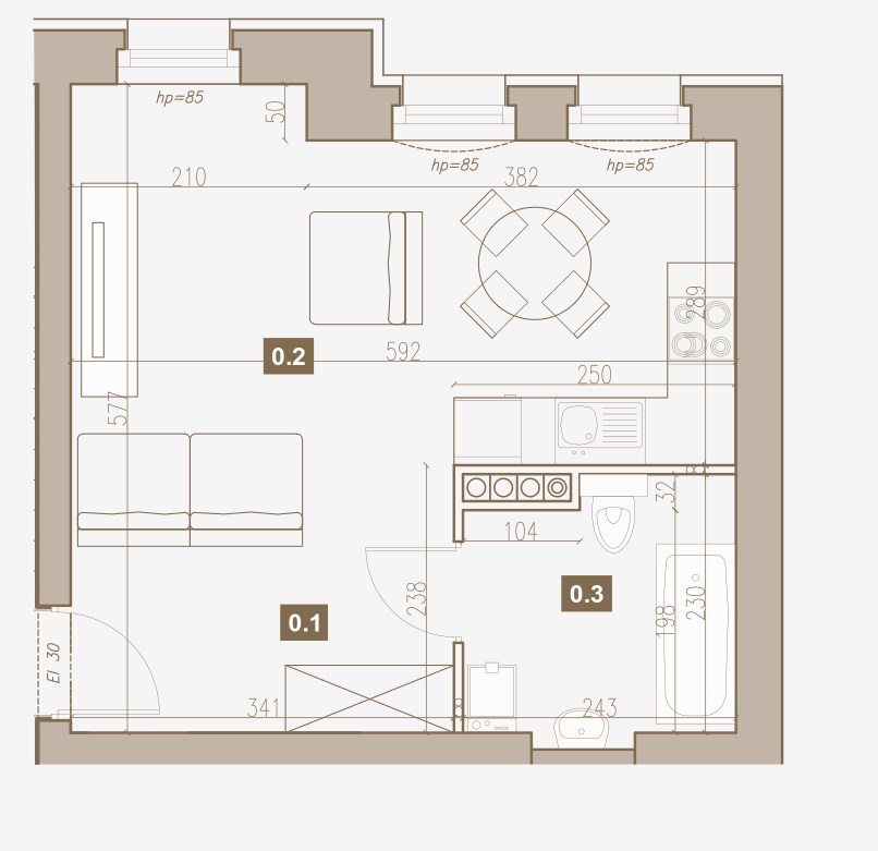 Functional studio in the Old Town - plan