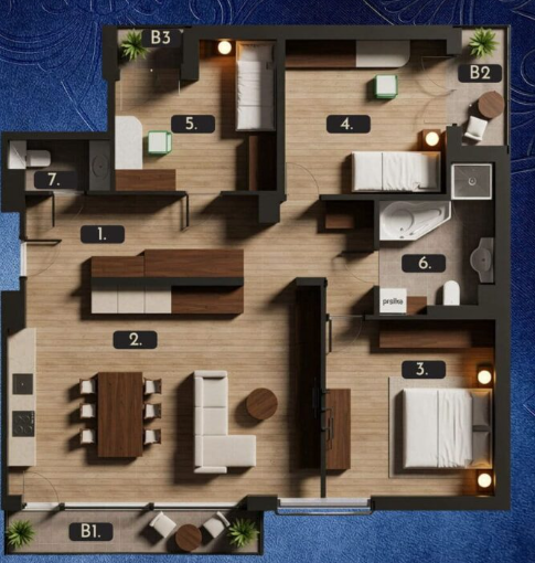 A unique, new penthouse right on the Vistula Boulevards in Krakow - plan