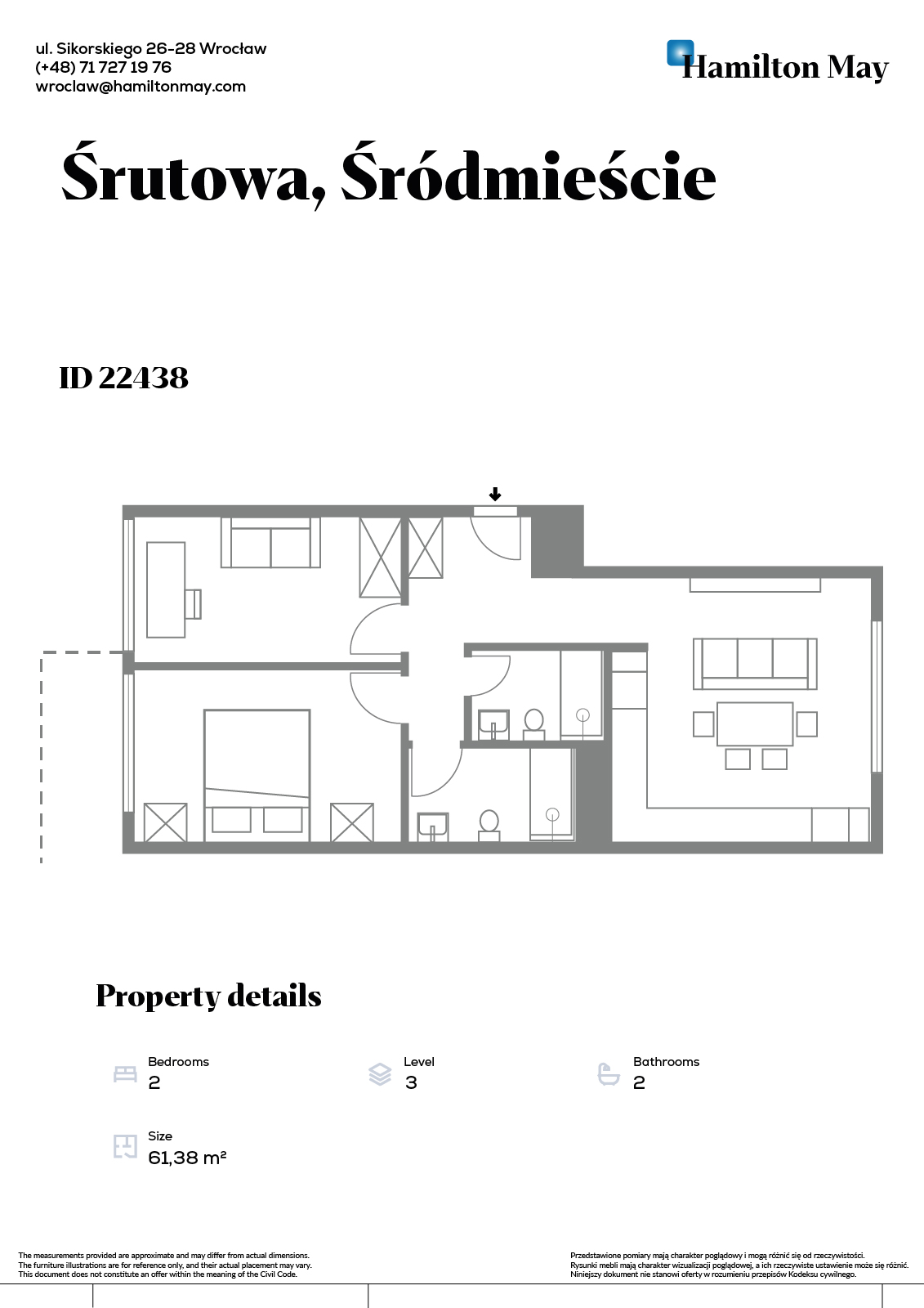 Bright 2-Bedroom Apartment in the Prestigious Centreville Development, Wrocław - plan