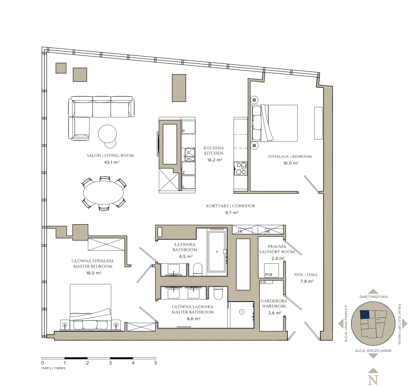 Elegancki, przestronny apartament w prestiżowej inwestycji Złota 44 - plan