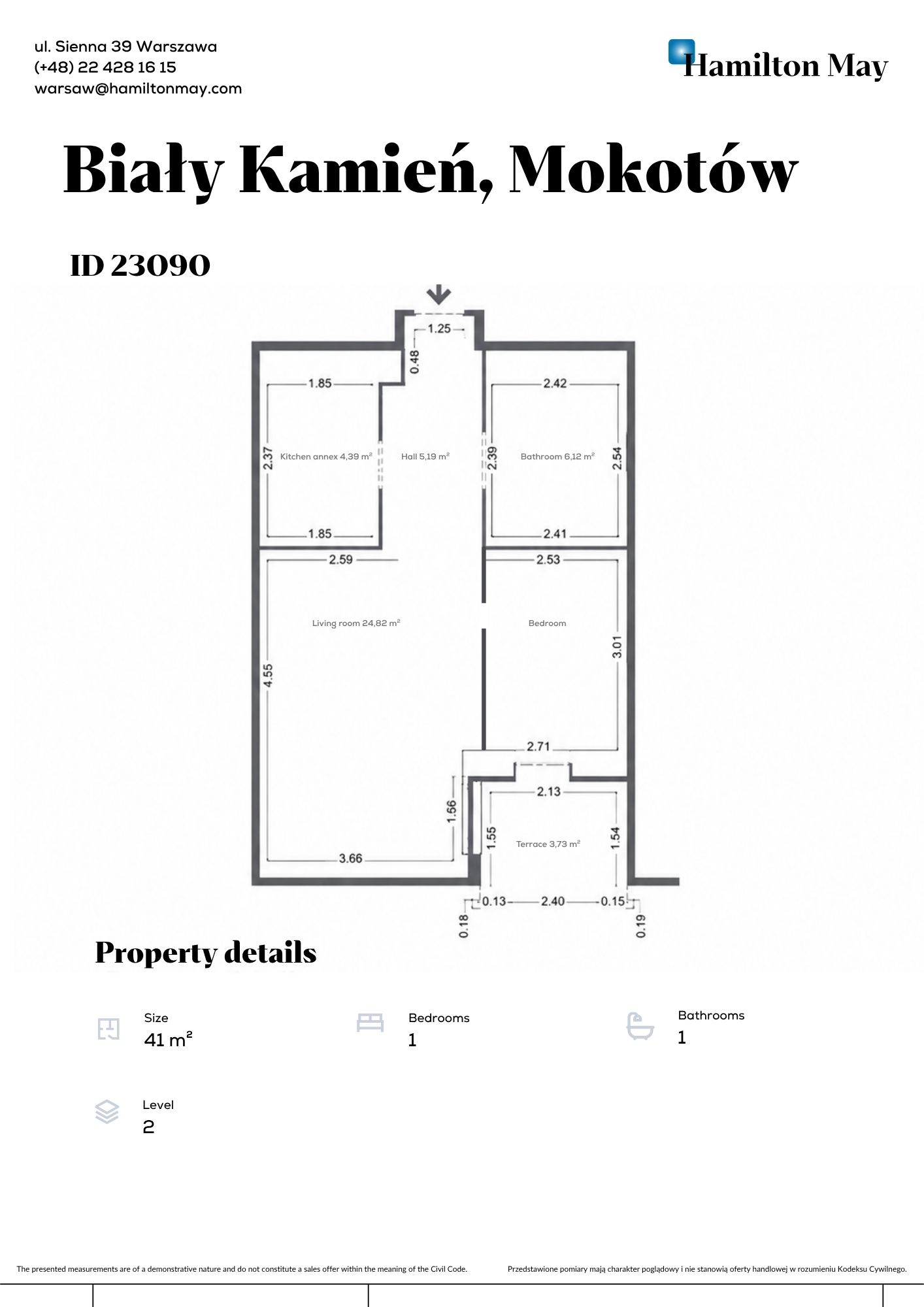 Unique, sun-filled apartment at Biały Kamień 1 with a garden view - plan