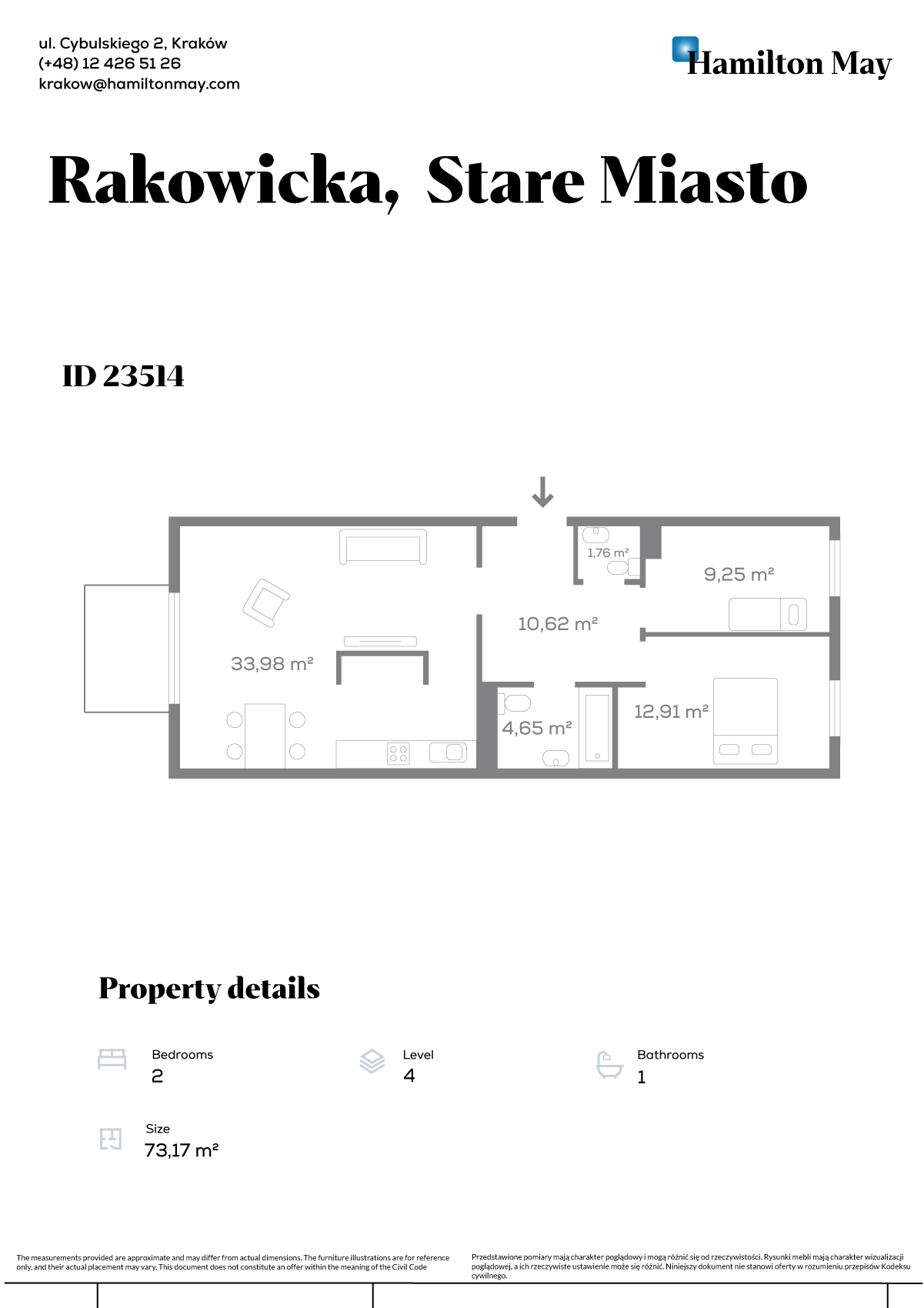 Elegancki apartament z balkonem w inwestycji NOVUM, w sercu Krakowa - plan