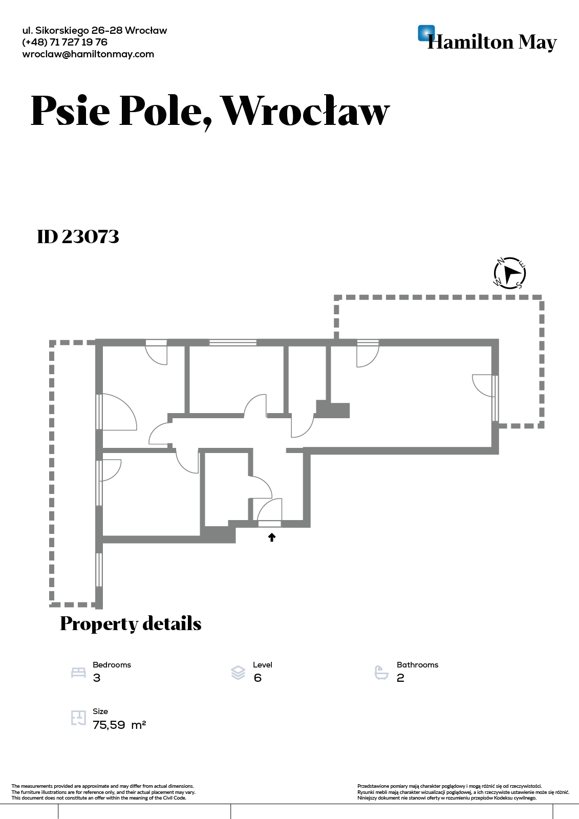 Przestronny, czteropokojowy apartament na 6. piętrze z dwoma balkonami - plan
