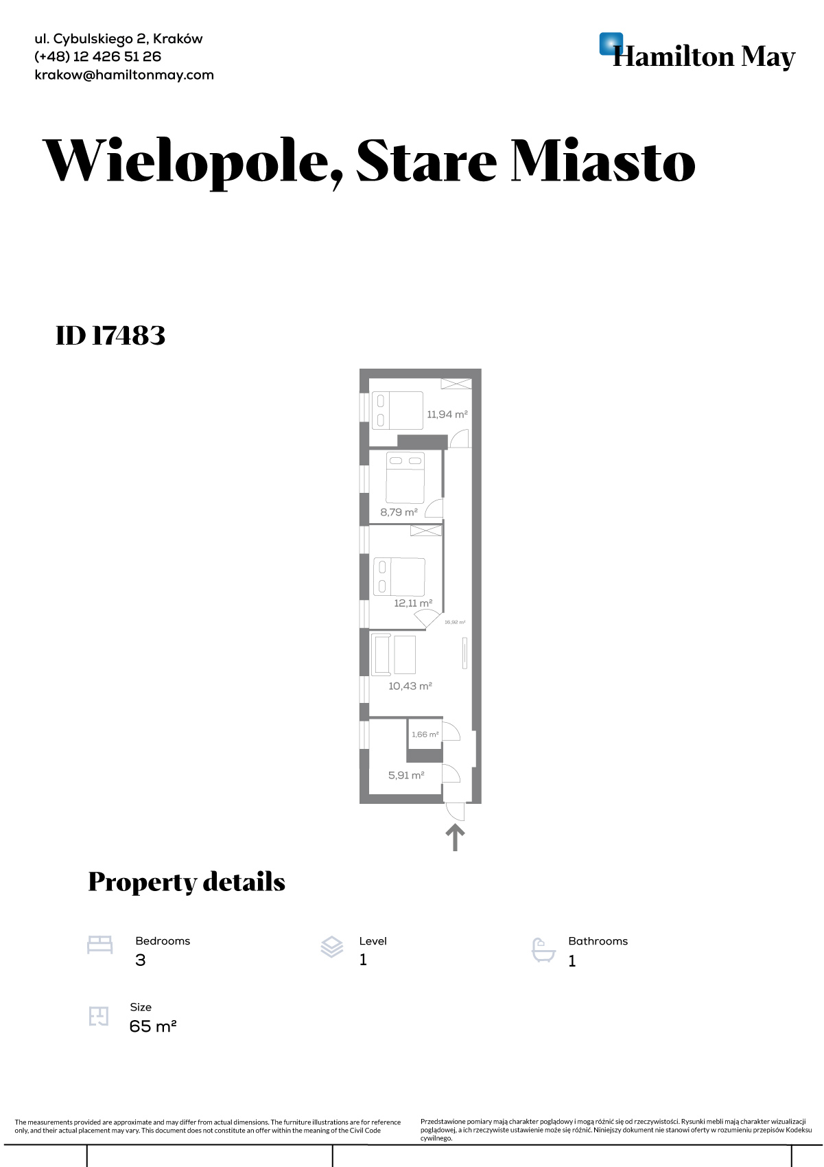 Чотирикімнатна квартира в центрі Кракова - plan