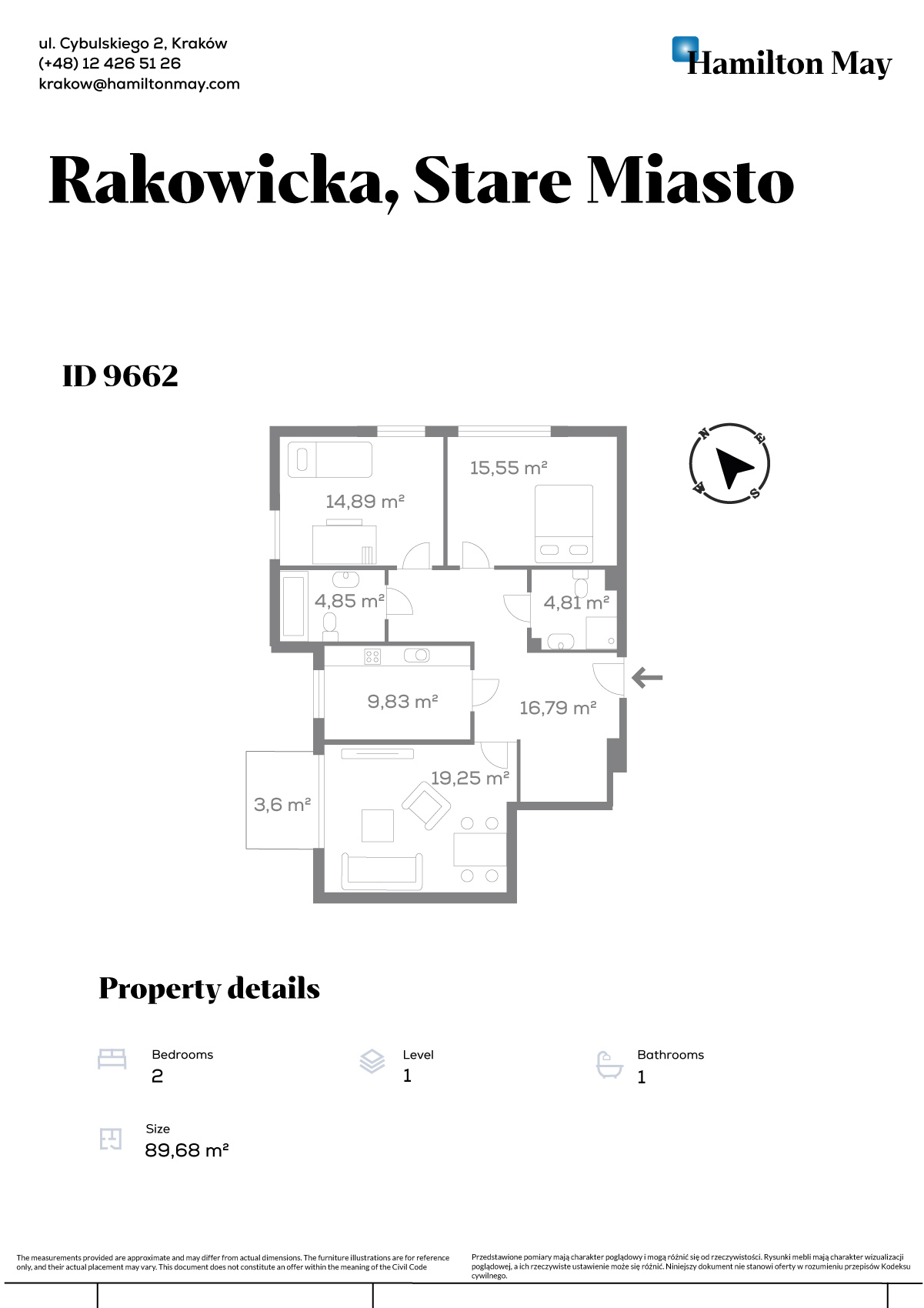 Ekskluzywny apartament z balkonem w sercu Krakowa - plan