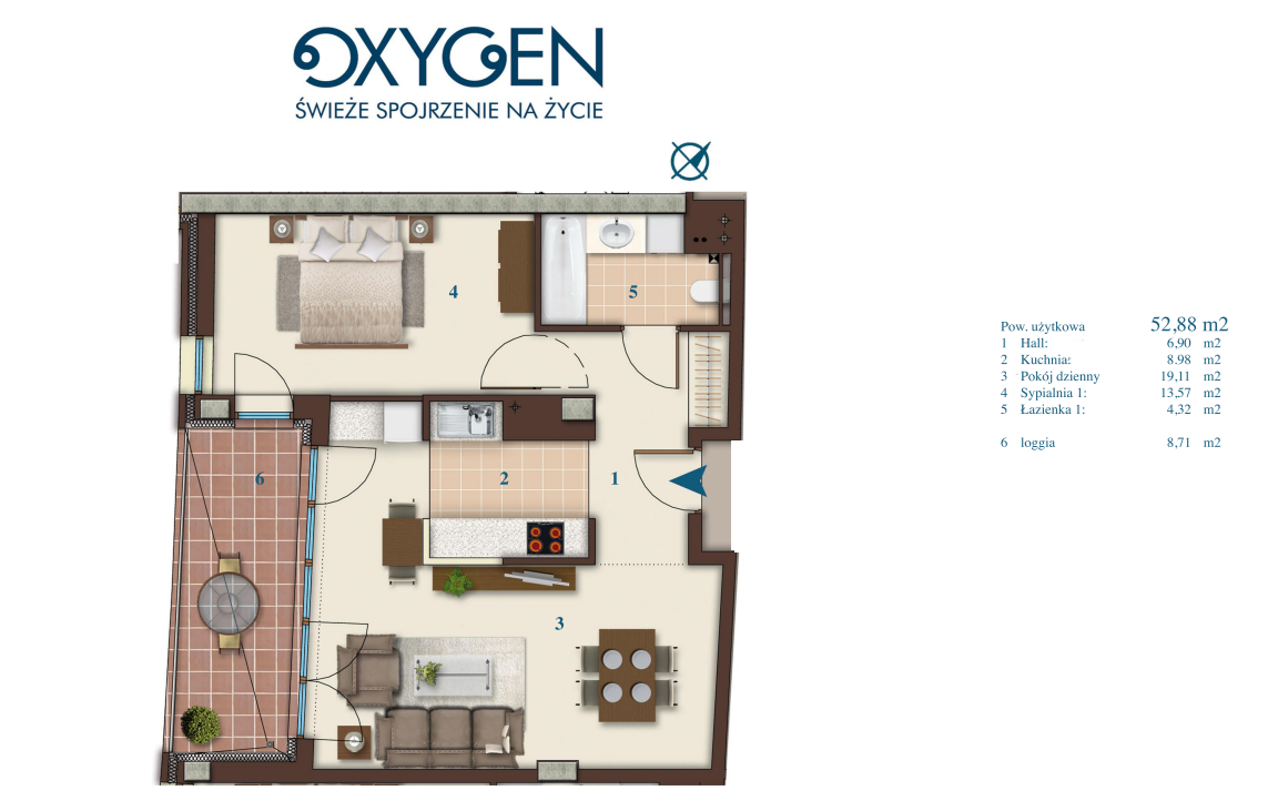 Elegant apartment in the Oxygen development next to Browary Warszawskie - plan