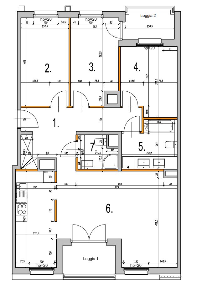 Інвестиційна квартира, розділена на дві менші на вулиці Лем - plan