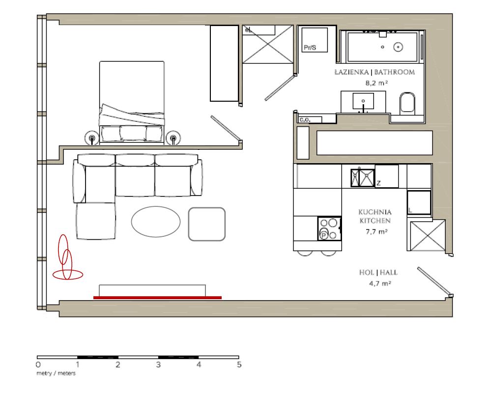 Luksusowy apartament mieszczący się na 15 piętrze przy ul. Złotej 44 - plan