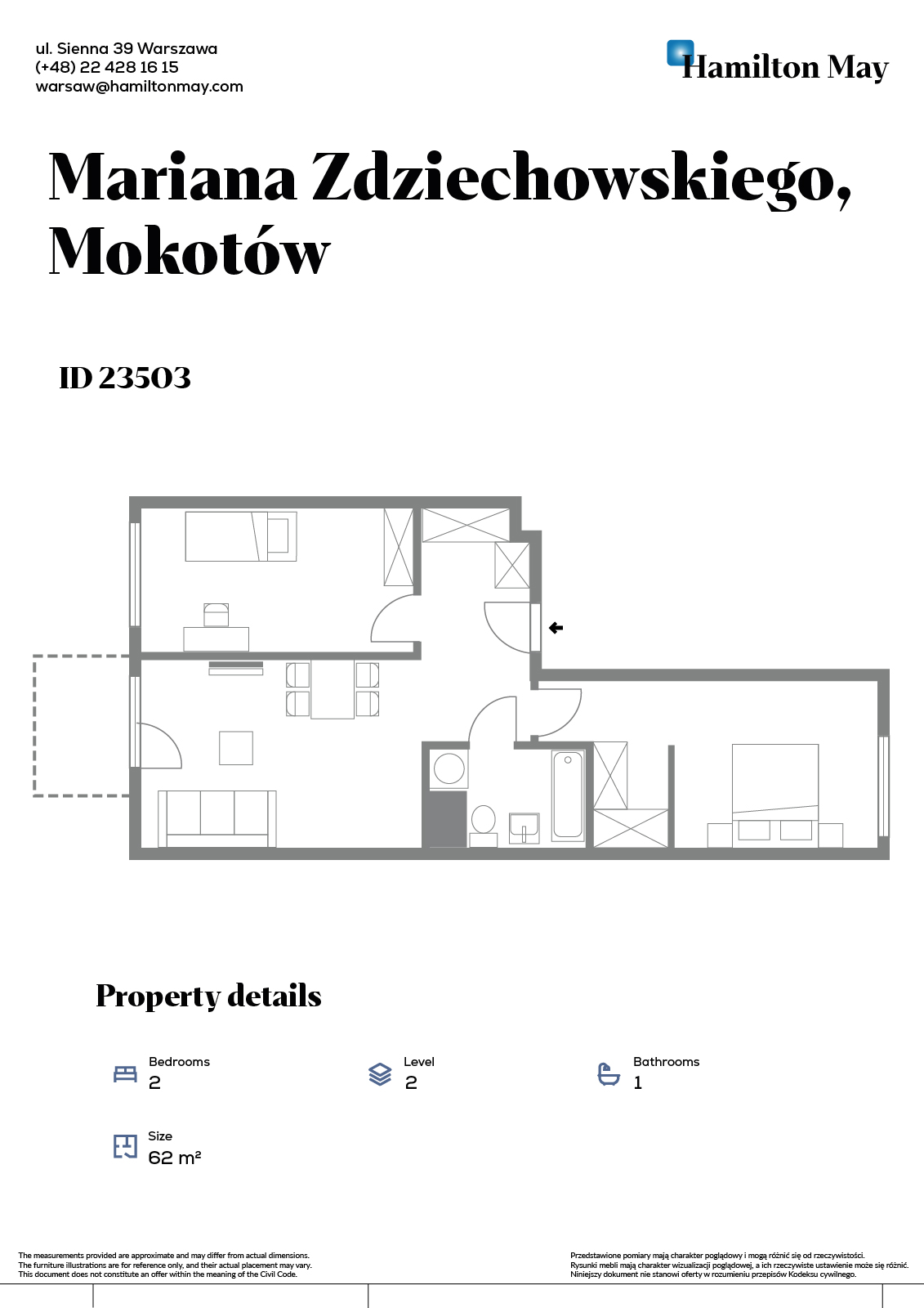 Cozy, comfortable apartment in the heart of Mokotów

 - plan