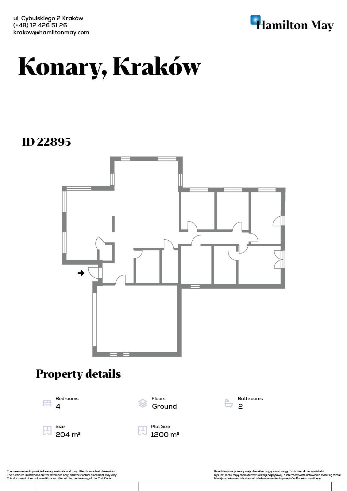 A unique single-story house for sale in Konary - plan