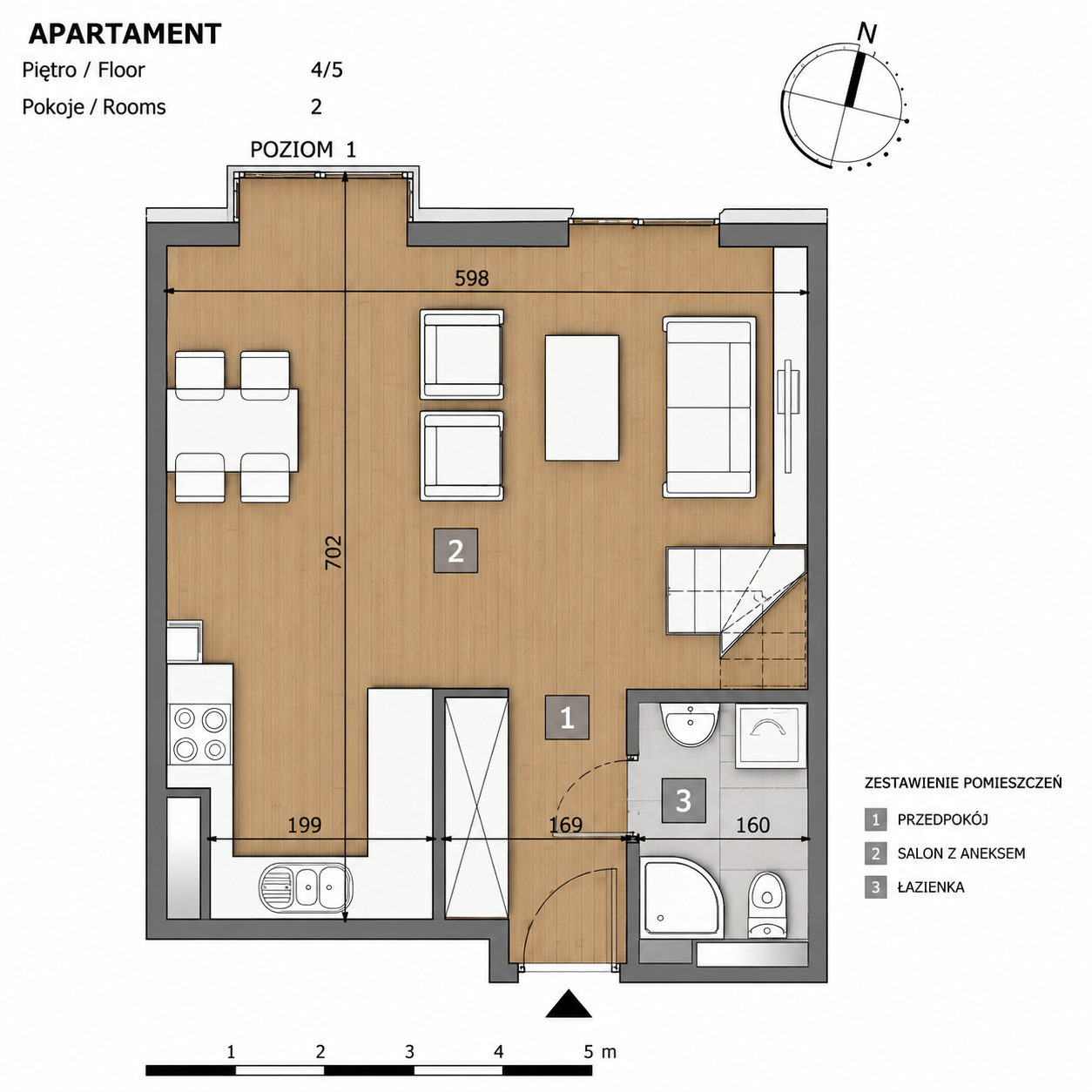 Ekskluzywny dwupoziomowy apartament w centrum Krakowa | 60,40 m2 - plan