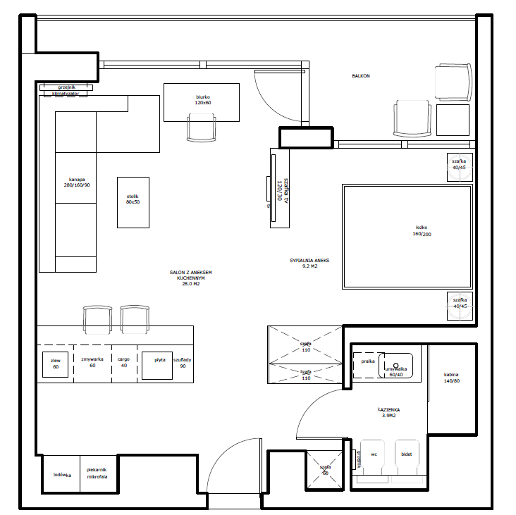 Comfortable  apartment with a terrace in the Apartamenty Grzybowska 4 development - plan