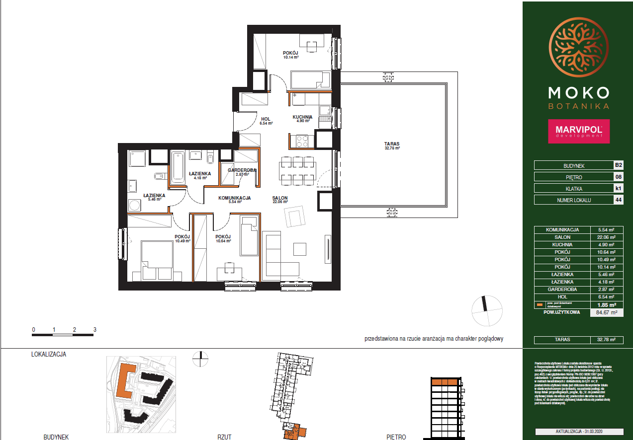 Cztery pokoje | 85.49 m2 | loggia | Moko Botanika - plan