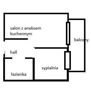 A modern two-room apartment with a balcony and a ground-level parking space available to the tenant - plan