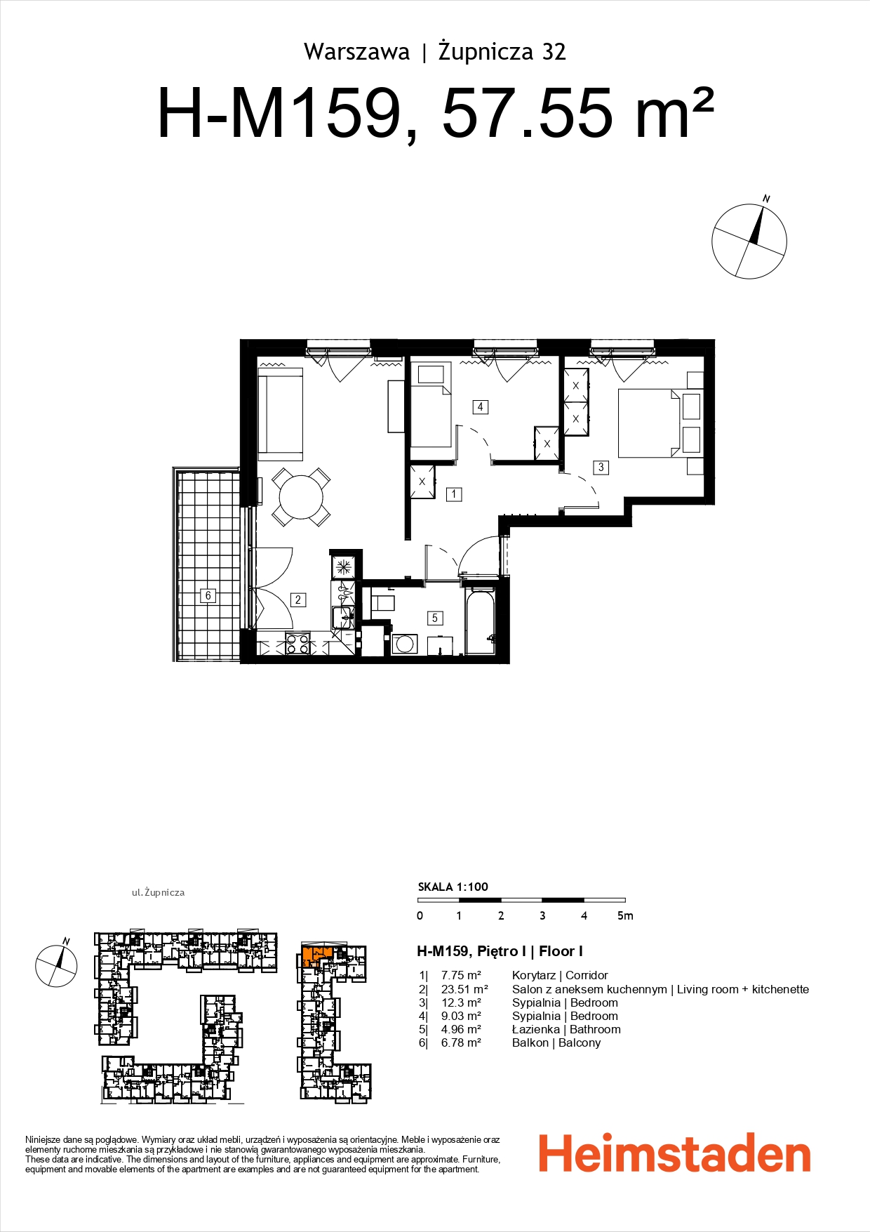 3 кімнатна квартира | балкон | Прага-Полудне - plan