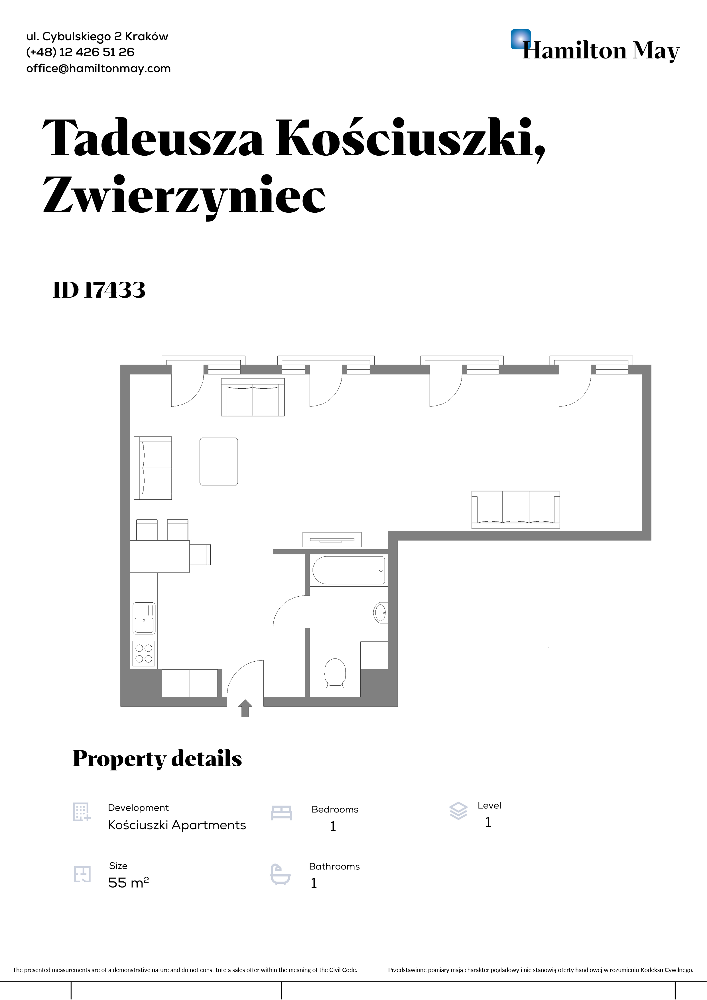 A new apartment by the Vistula Boulevards in Salwator, with a reception, gym and underground parking - plan
