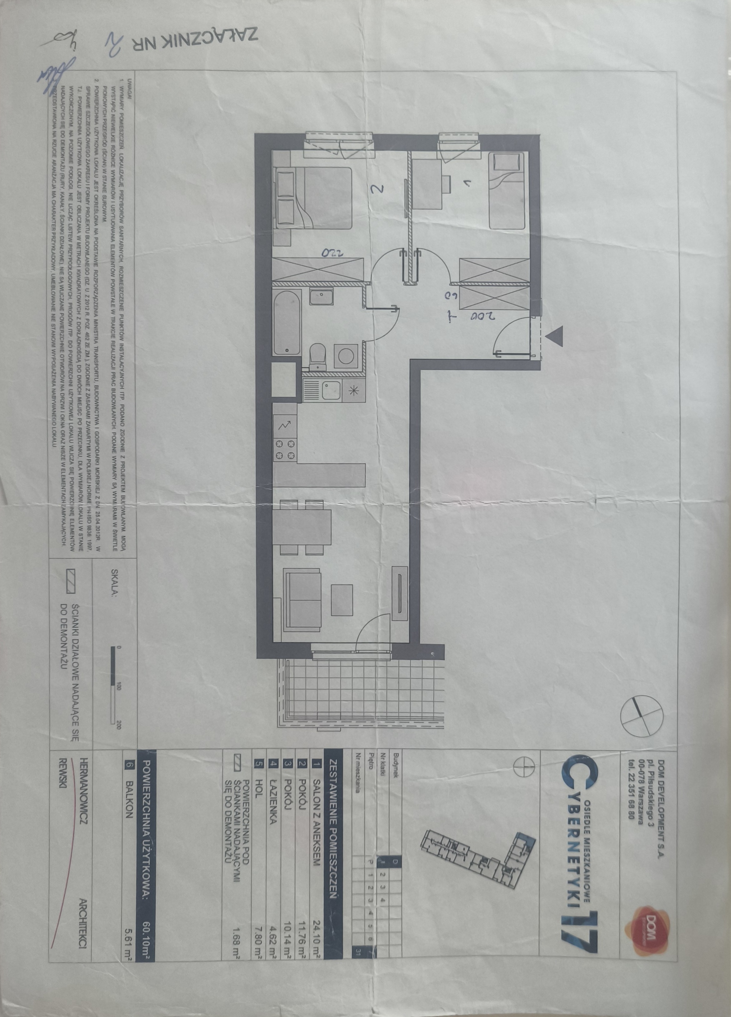 Spacious, Bright Two-Bedroom Apartment with Balcony and Beautiful View – 60.1 m², 7th Floor - plan