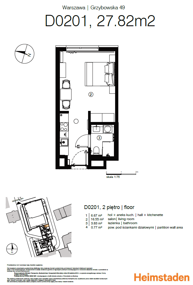 Studio | 27.82 m2 | Blisko Centrum | Unique Tower - plan