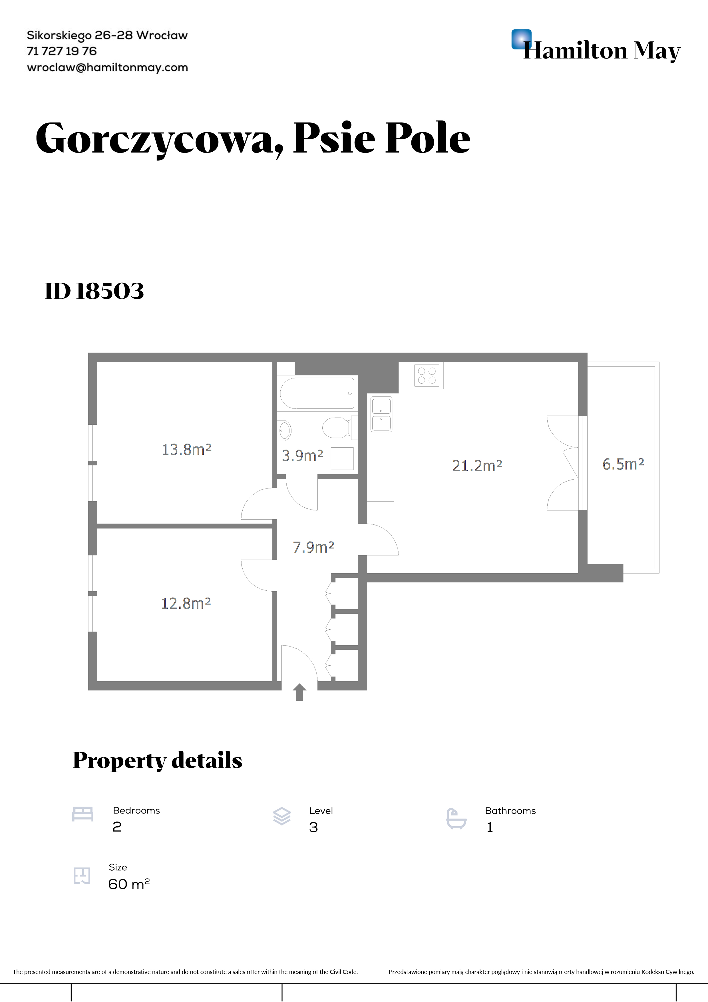 Spacious 2 bedroom apartment in Lipa Piotrowska - plan