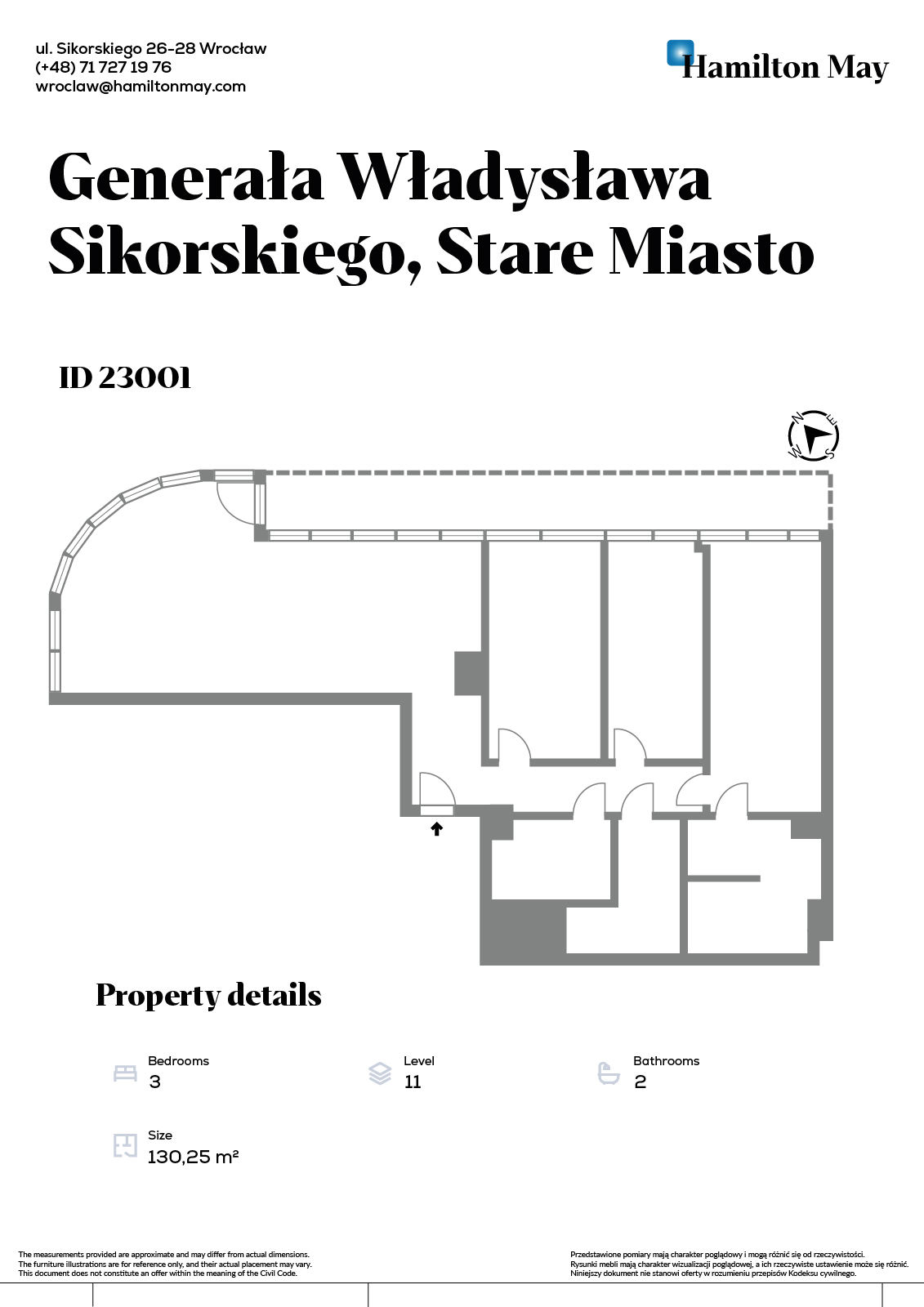 130-to metrowy penthouse w drugim najwyższym wieżowcu we Wrocławiu z panoramicznym widokiem na malownicze centrum i okolice - plan