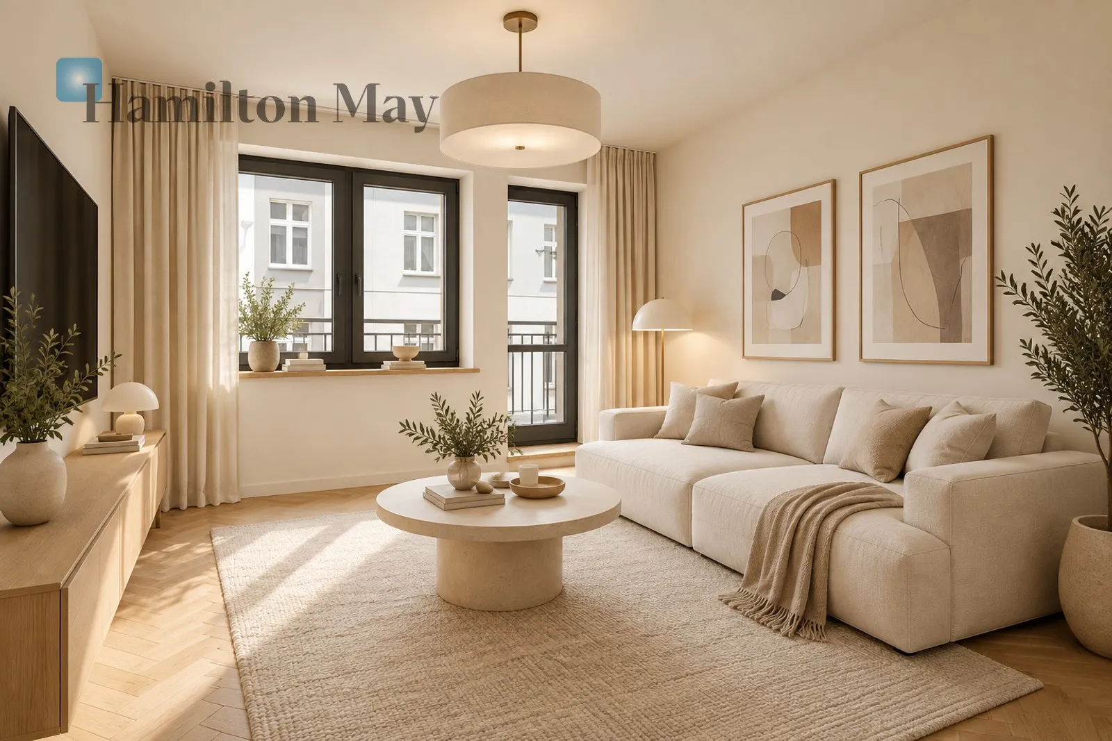 A modern two-room apartment with a balcony in a cozy development - slider