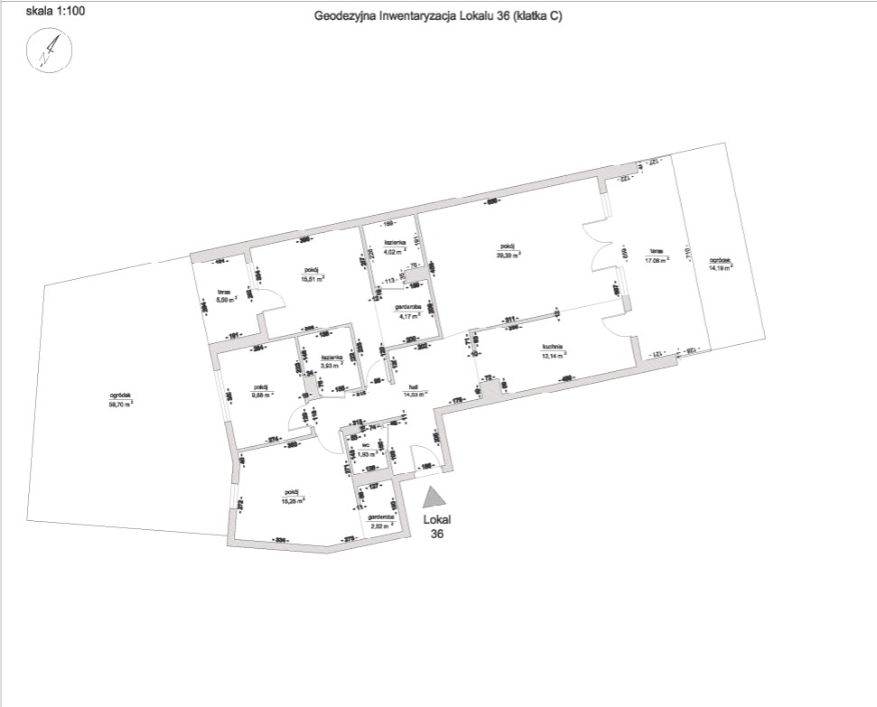 Czteropokojowe mieszkanie w sercu miasteczka Wilanów - plan
