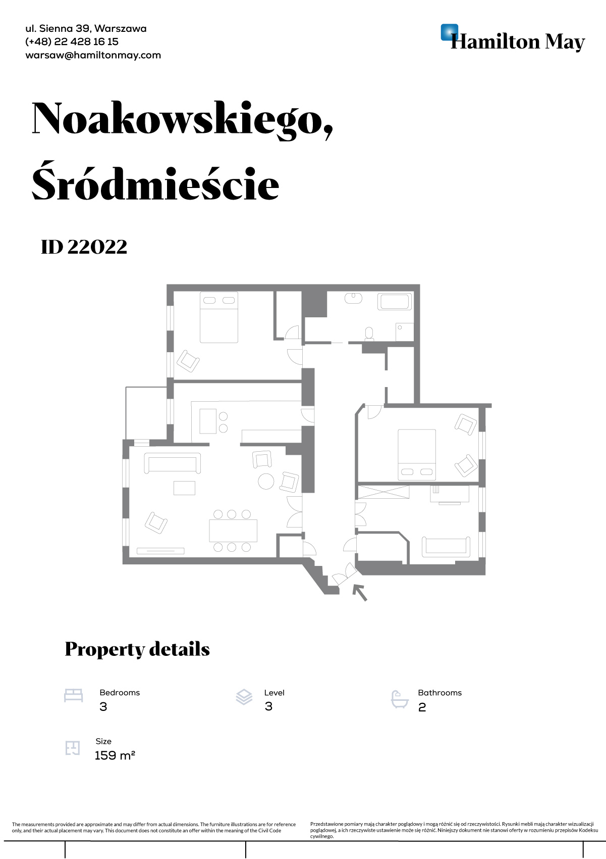 Apartament w kamienicy przy Noakowskiego 16 - plan