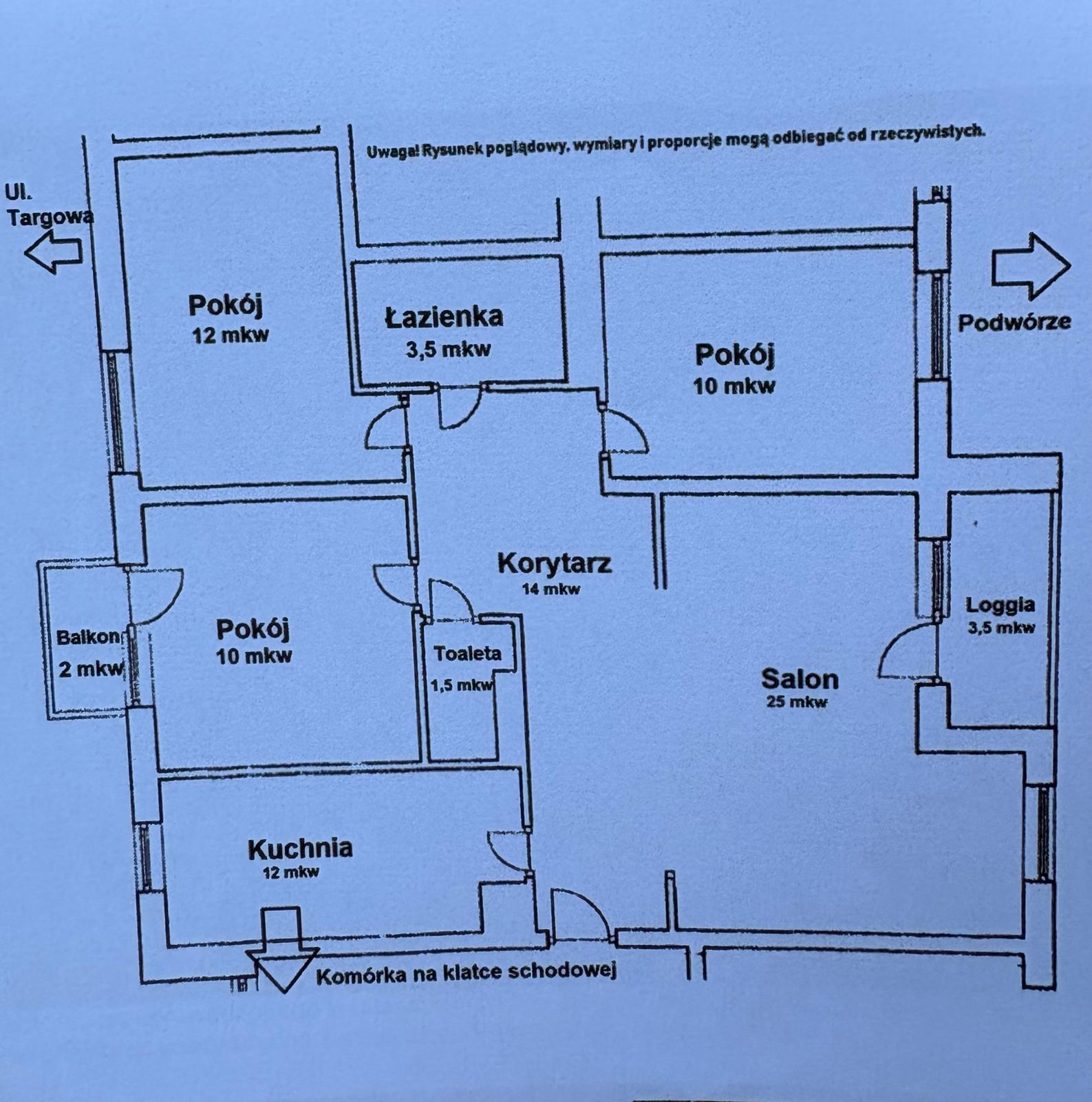 Світла та простора квартира площею 84 кв.м. з 2 балконами та 3 спальнями – 3 хвилини від метро Дворжець Віленський - plan
