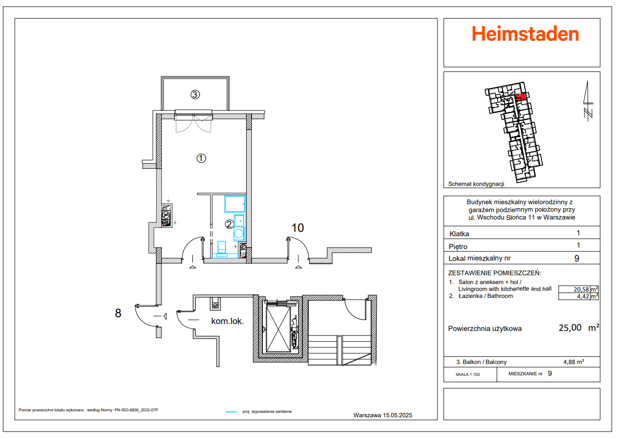 City: Warszawa Street: Wschodu Słońca Region: Włochy Subregion: Raków Distance to centre: 5.73 km Level: 1 Price: 565000 PLN Bedrooms: 0 Bathrooms: 1 Size: 25m2 Price/m2: 22600 PLN - plan