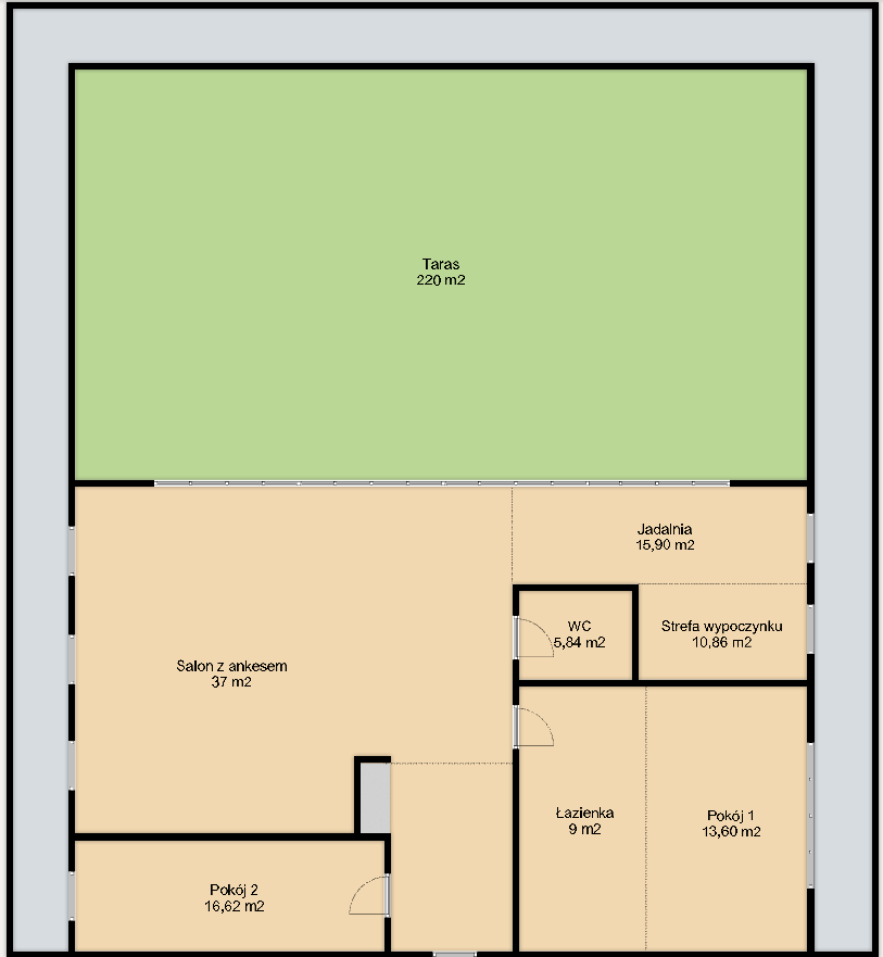 140-square-meter penthouse with a 200-square-meter terrace. Panoramic city views. Furnished and move-in ready - plan