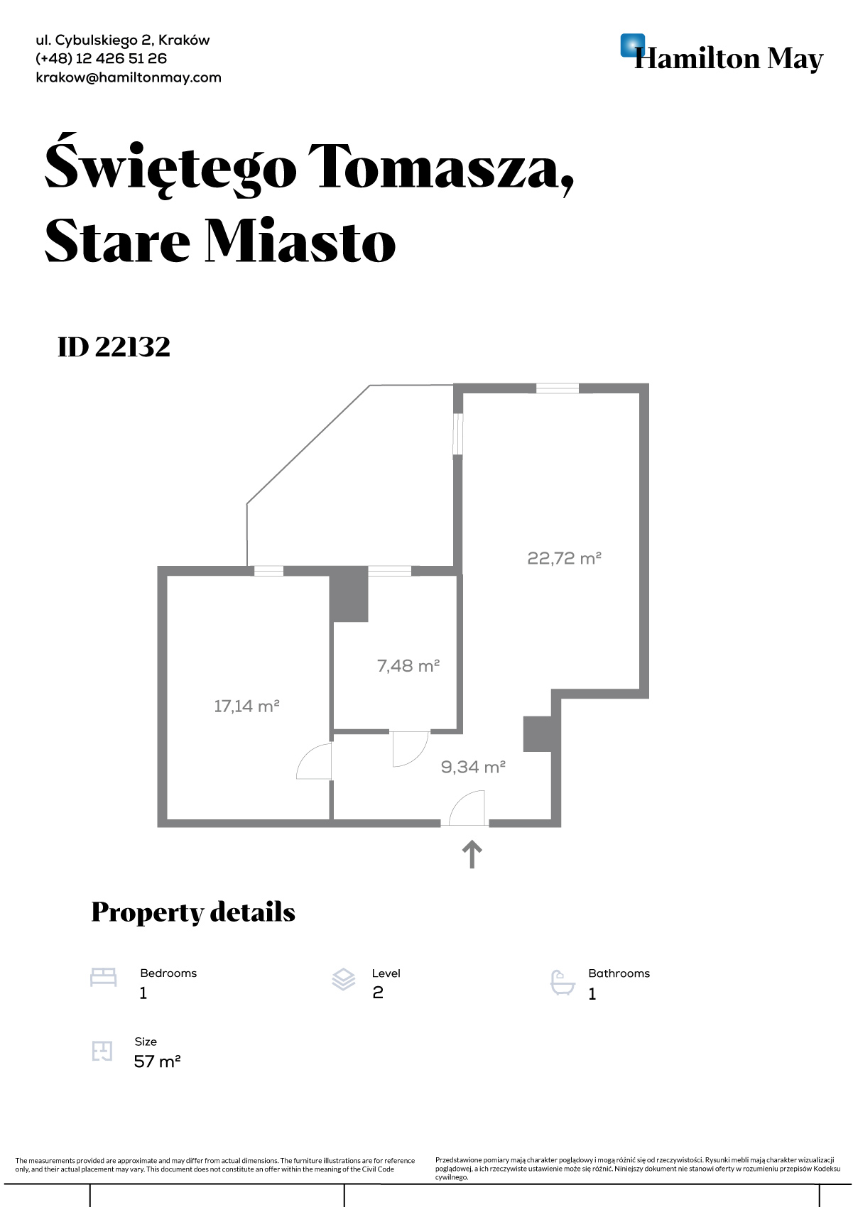 A unique apartment in Platy, the heart of Krakow - plan