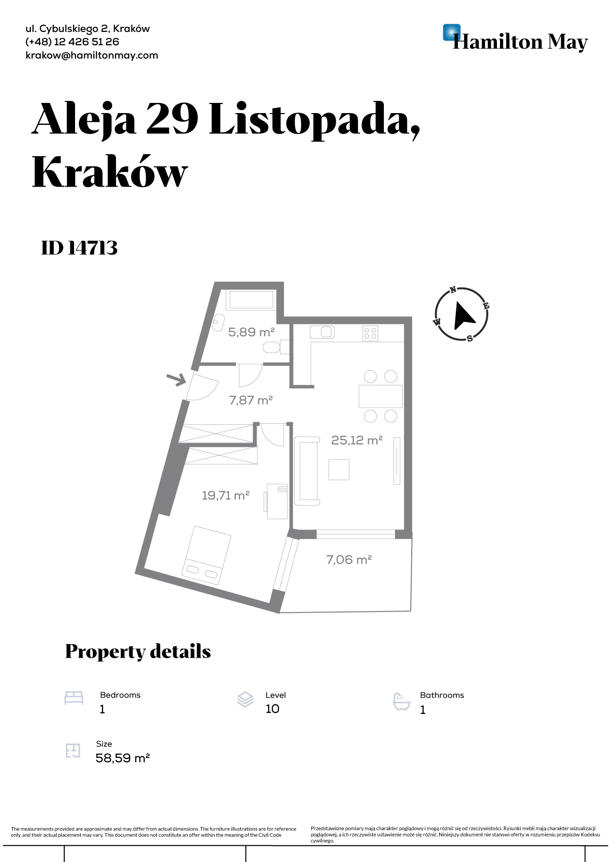 Komfortowe mieszkanie na ostatnim piętrze w Krakowie - plan