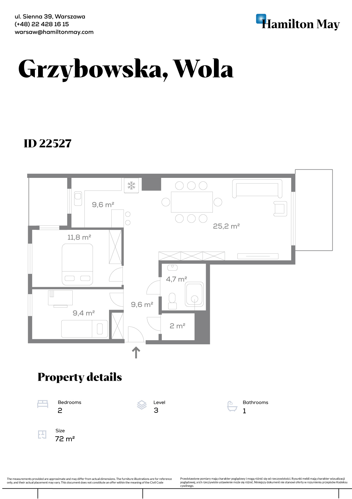 Comfortable apartment for sale in Warsaw - plan