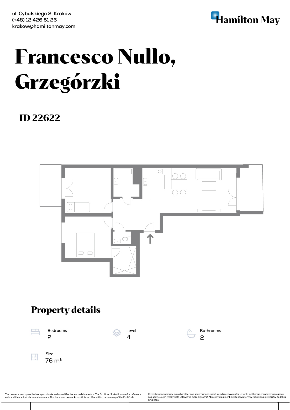 Wyjątkowe dwustronne mieszkanie na sprzedaż w Krakowie - plan