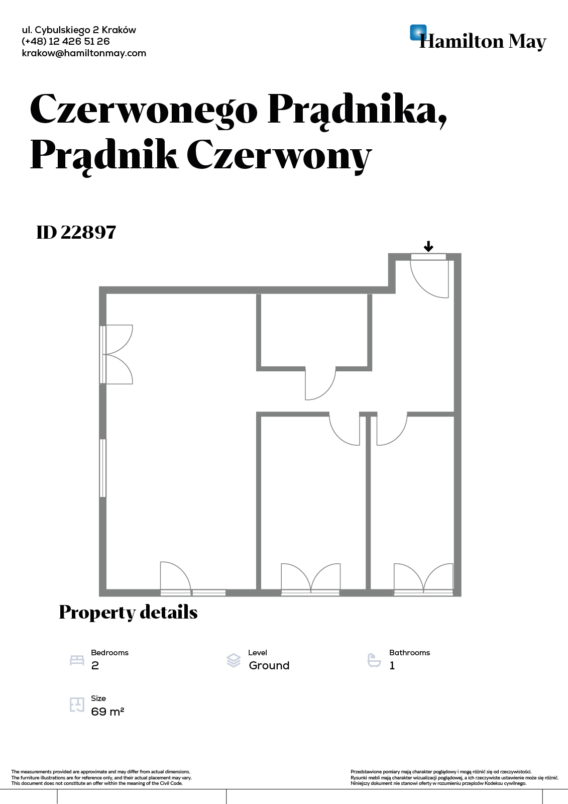 Nowoczesny 3 pokojowy apartament z dużym ogródkiem blisko centrum - plan