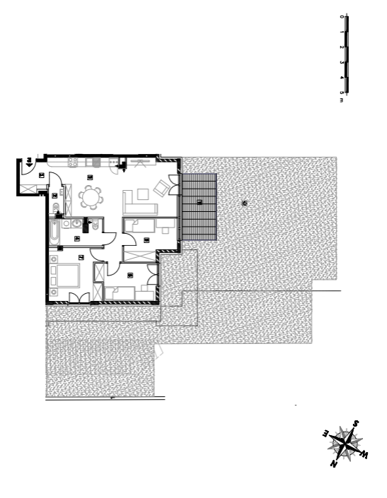 Elegant 74 m² apartment with 3 bedrooms and a large garden in Wilanów - plan