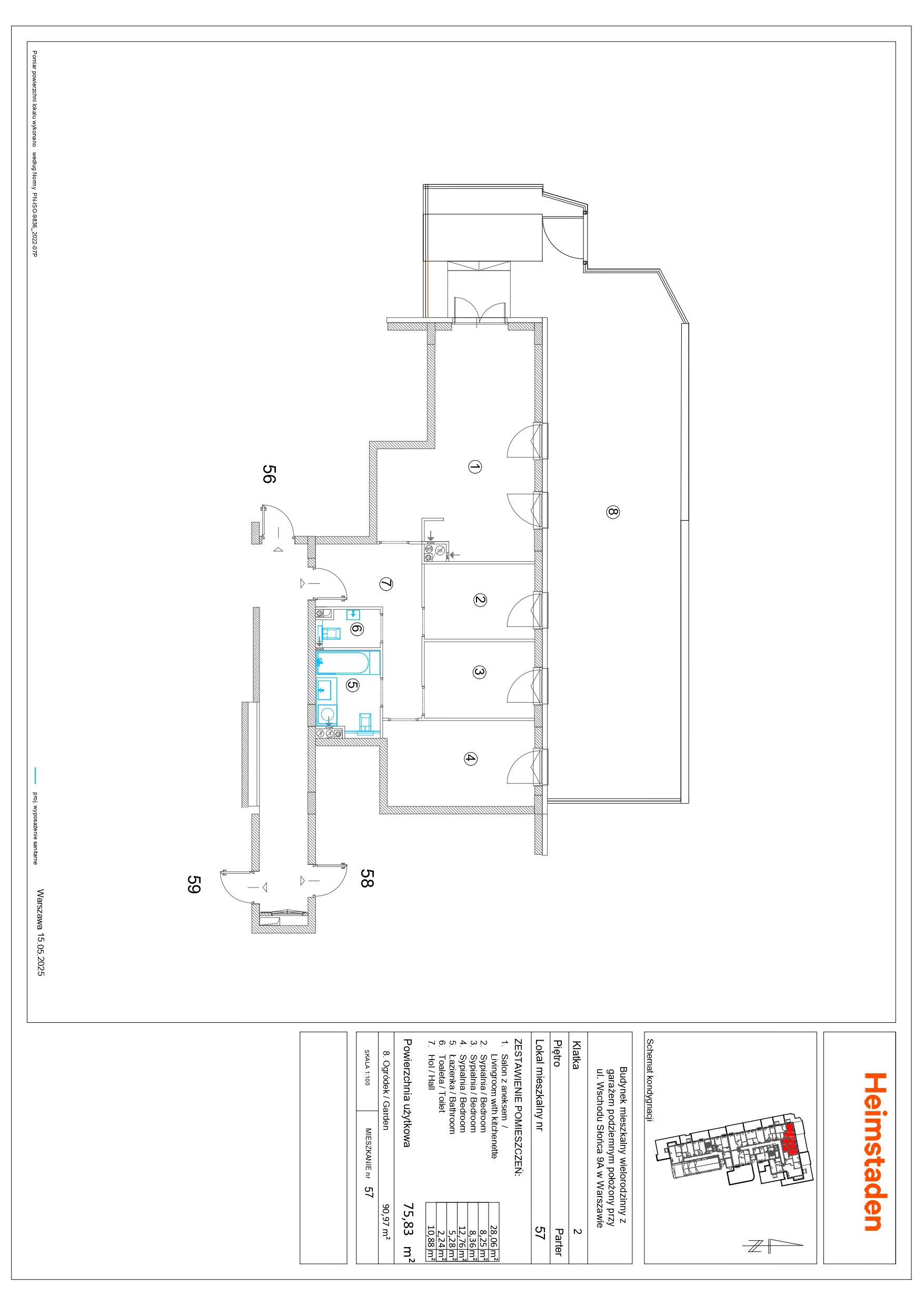 Cztery pokoje | 75.83 m2 | Ogród | Szybkie połączenie z centrum - plan