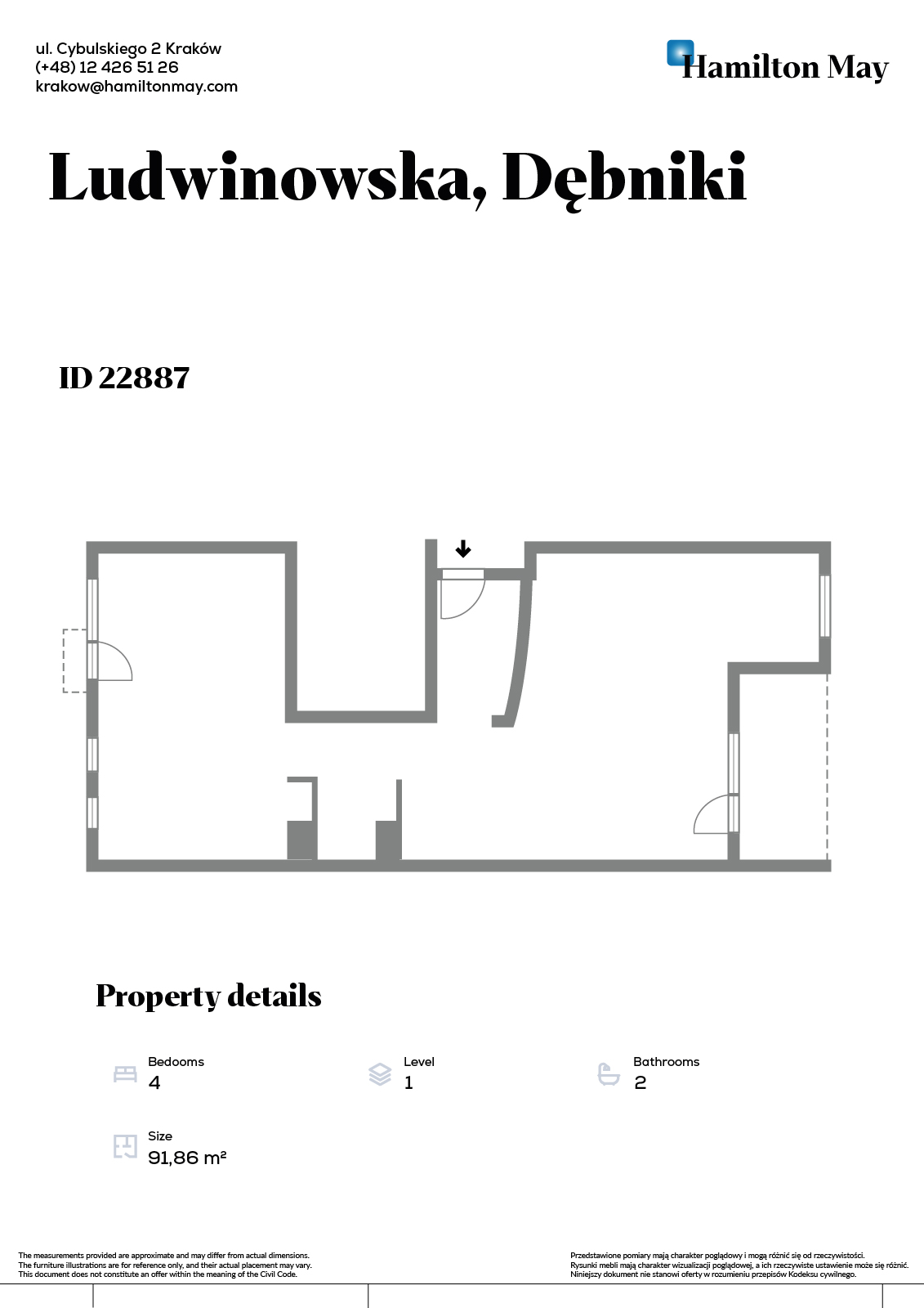 A modern apartment in the prestigious Ludwinów development on the Vistula Boulevards - plan