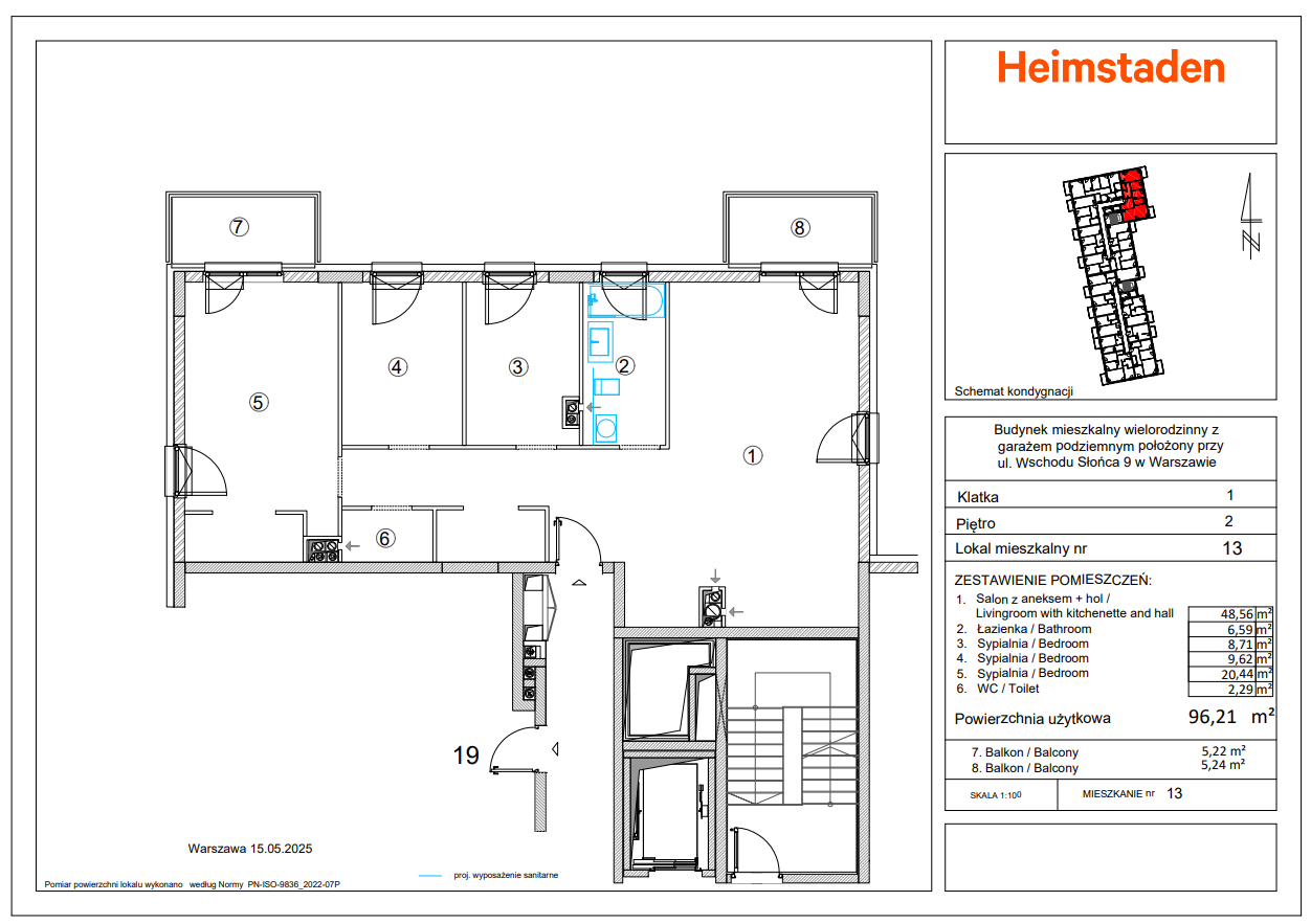4 pokoje | 96.21 m2 | Balkon | Szybkie połączenie z centrum - plan